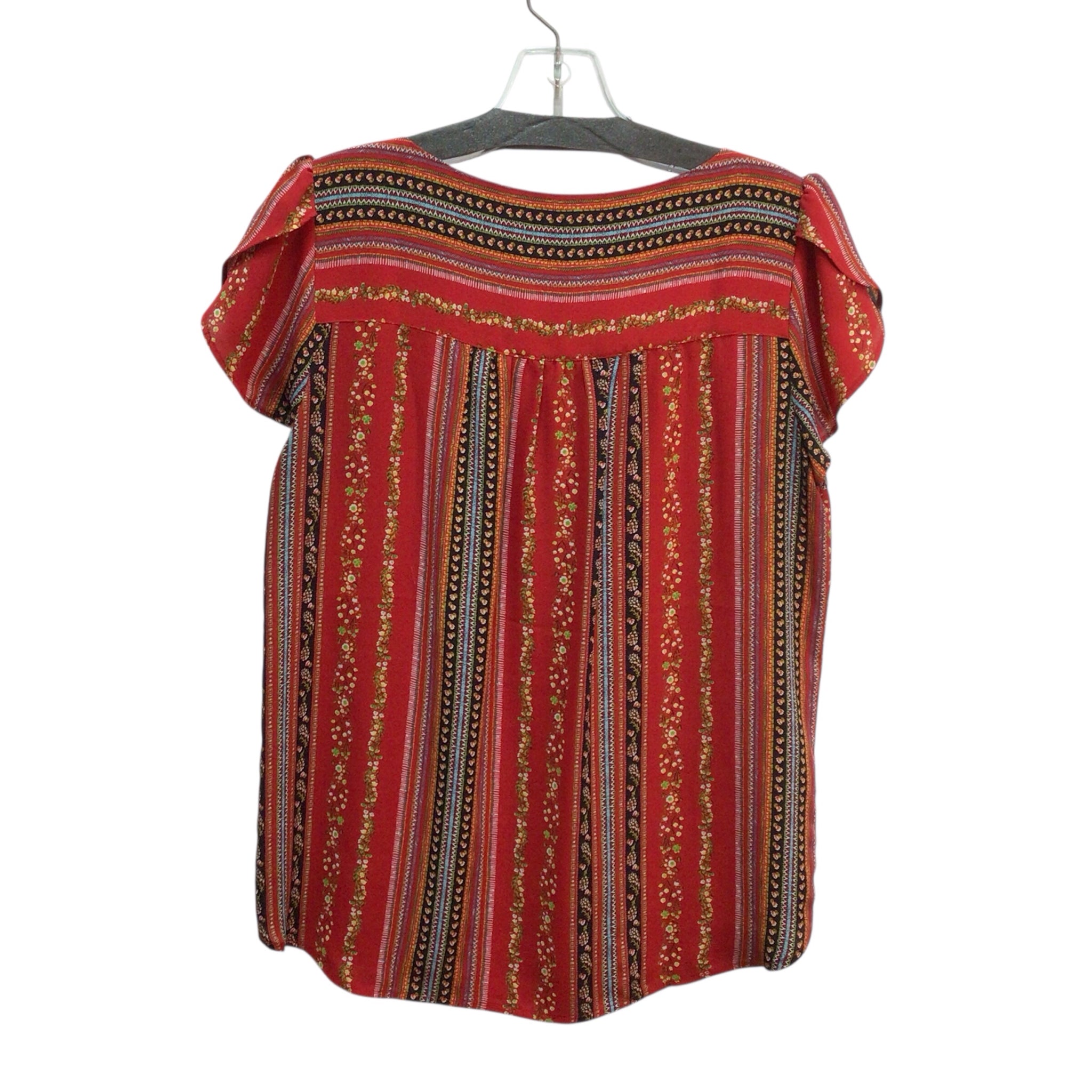 Loft Red Yellow Short Sleeve Top Size XS