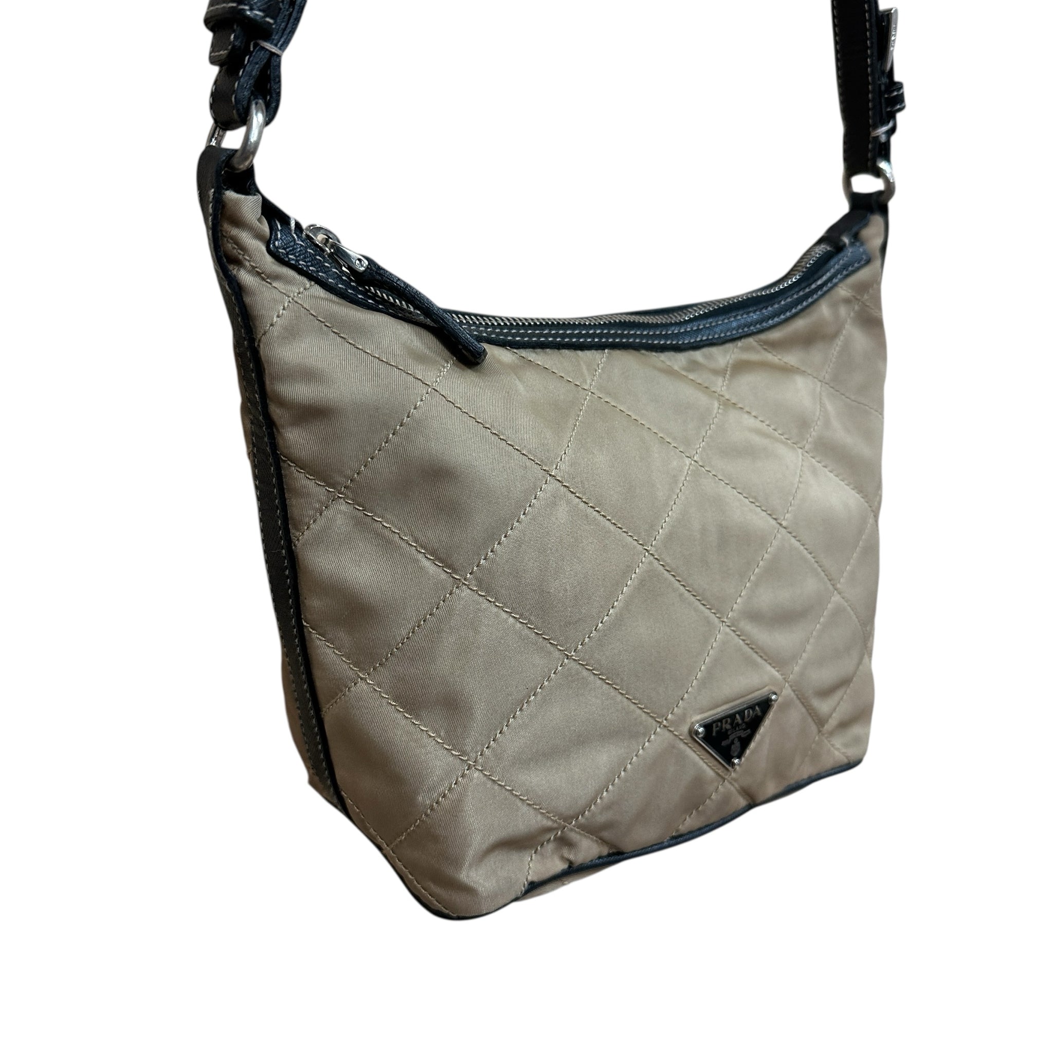 Prada Re-Nylon Quilted Shoulder Bag Tan