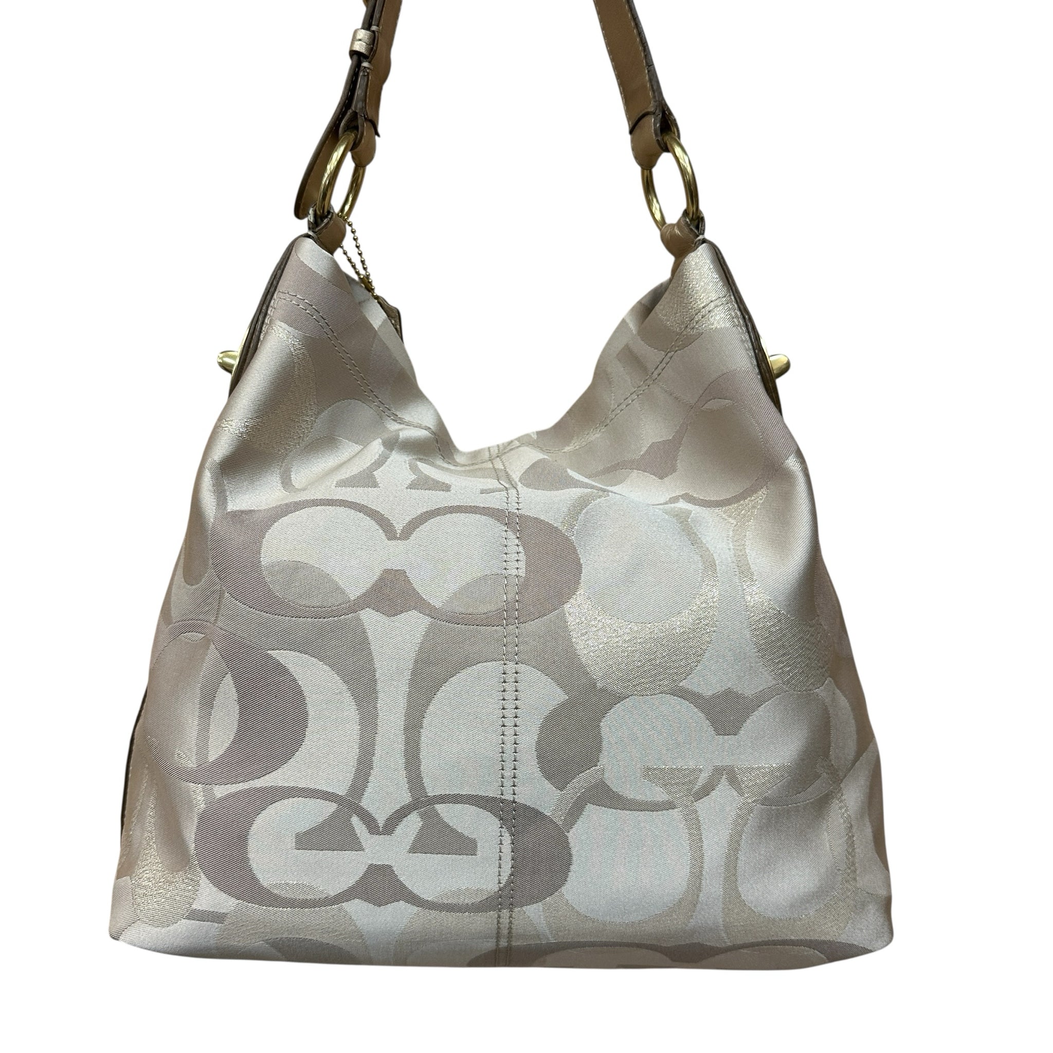 Coach 18476 Signature Coated Canvas Tan & Gold Shoulder Bag