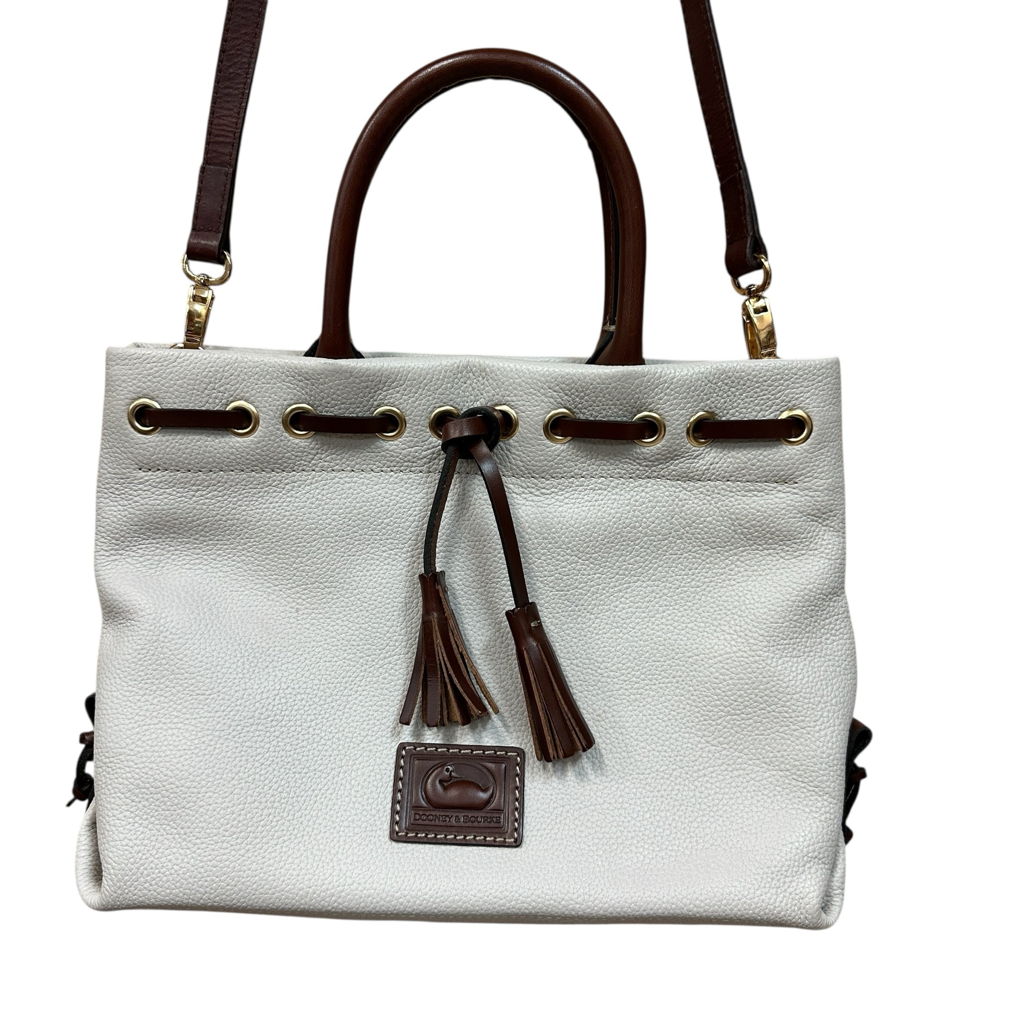 Dooney & Bourke "Ariel" Pebbled Leather Cream Satchel Crossbody Bag