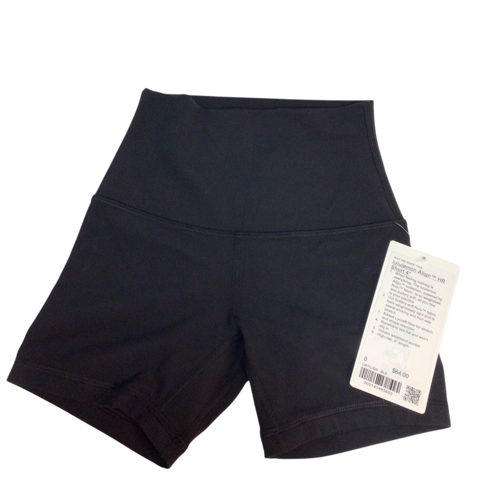 Lululemon Black Align HR 4" Short Size 0 NWT