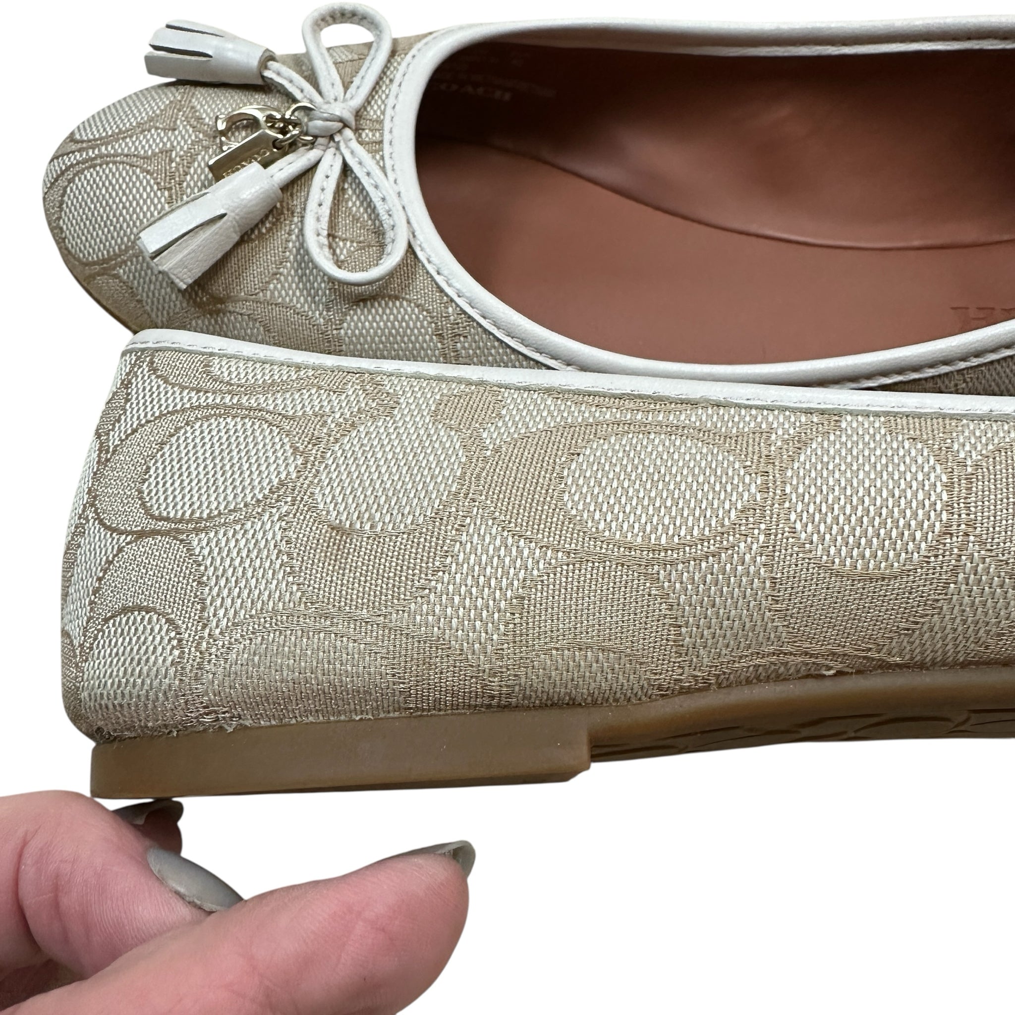 Coach Signature Benni Flat Ballet Shoes Tan Size 9.5