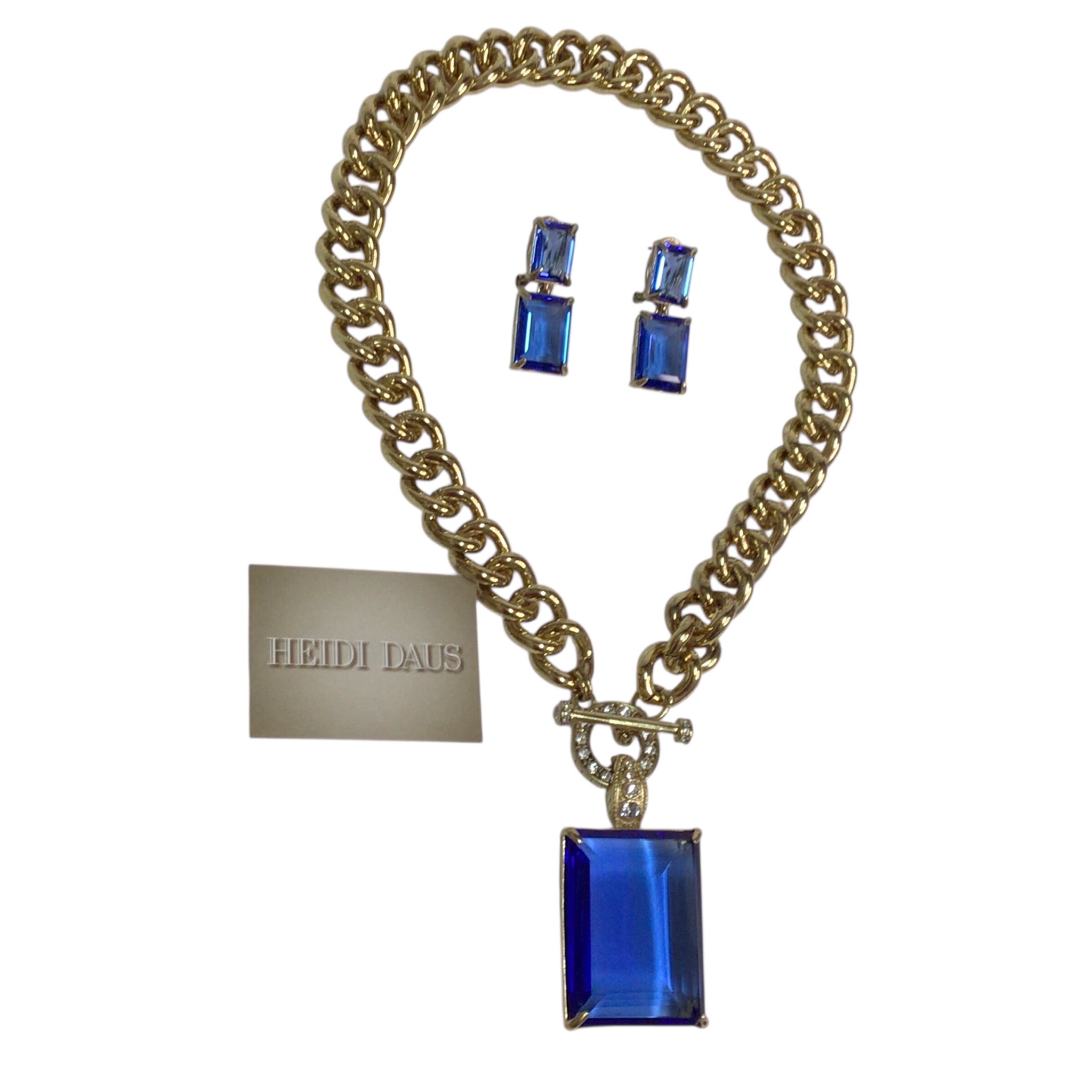 Heidi Daus Hot Rocks Chain Crystal Toggle Enhancer Necklace & Earrings Set