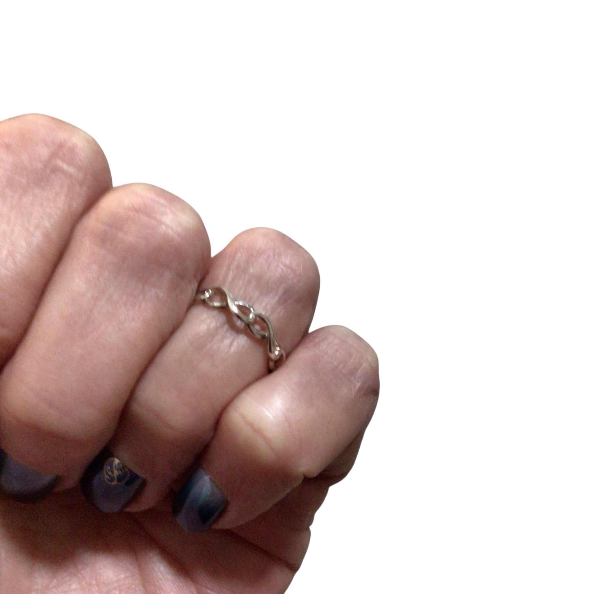 Tiffany & Co Sterling Silver Endless Infinity Narrow Band Ring Size 5