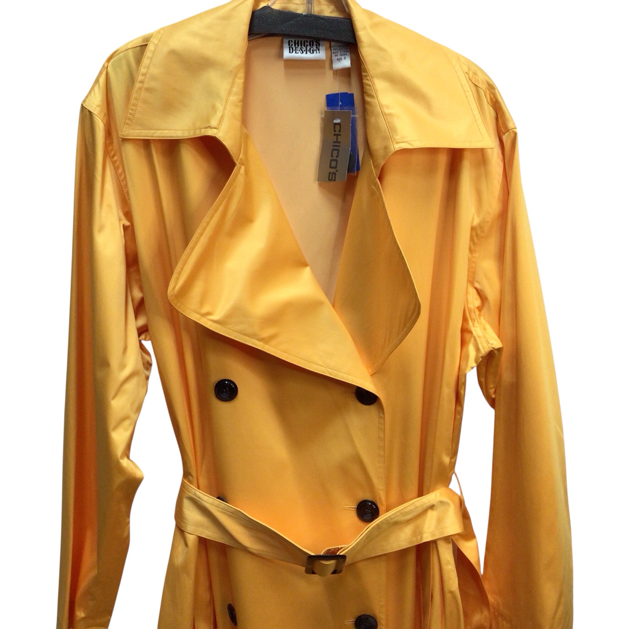 Chico's Gate Trench Coat Taxi Yellow Size XL NWT