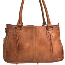 Load image into Gallery viewer, Brown Leather Bed Stu Handbag
