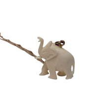 Load image into Gallery viewer, Ivory Elephant Pendant 10K Gold Chain Necklace 24"