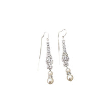 Load image into Gallery viewer, Sterling Silver Elegant Pearl Earrings 2.5" Long