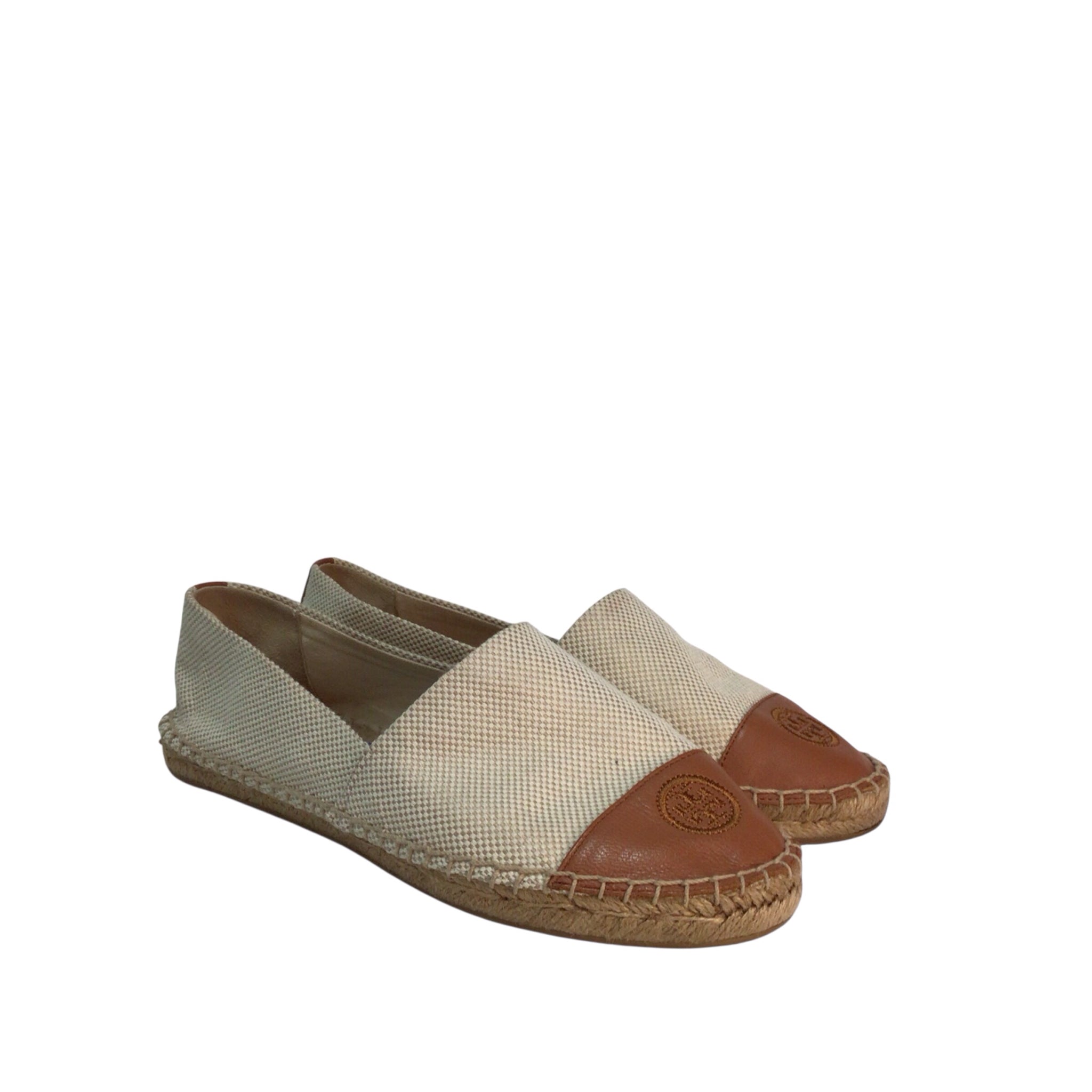 Tory Burch Color Block Flat Espadrille Tan Size 8.5