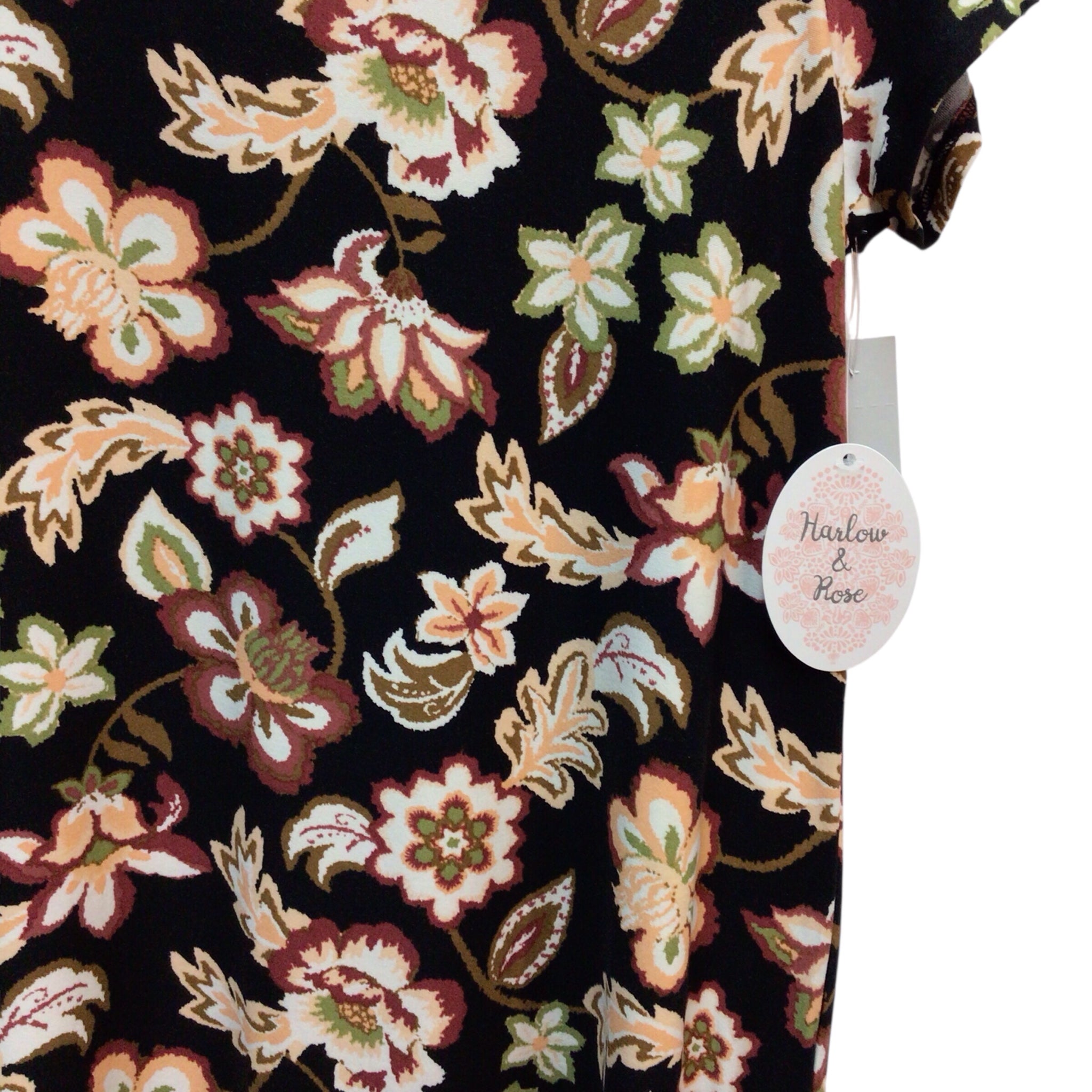 Harlow & Rose Flowers Short Sleeve Dress Size S NWT