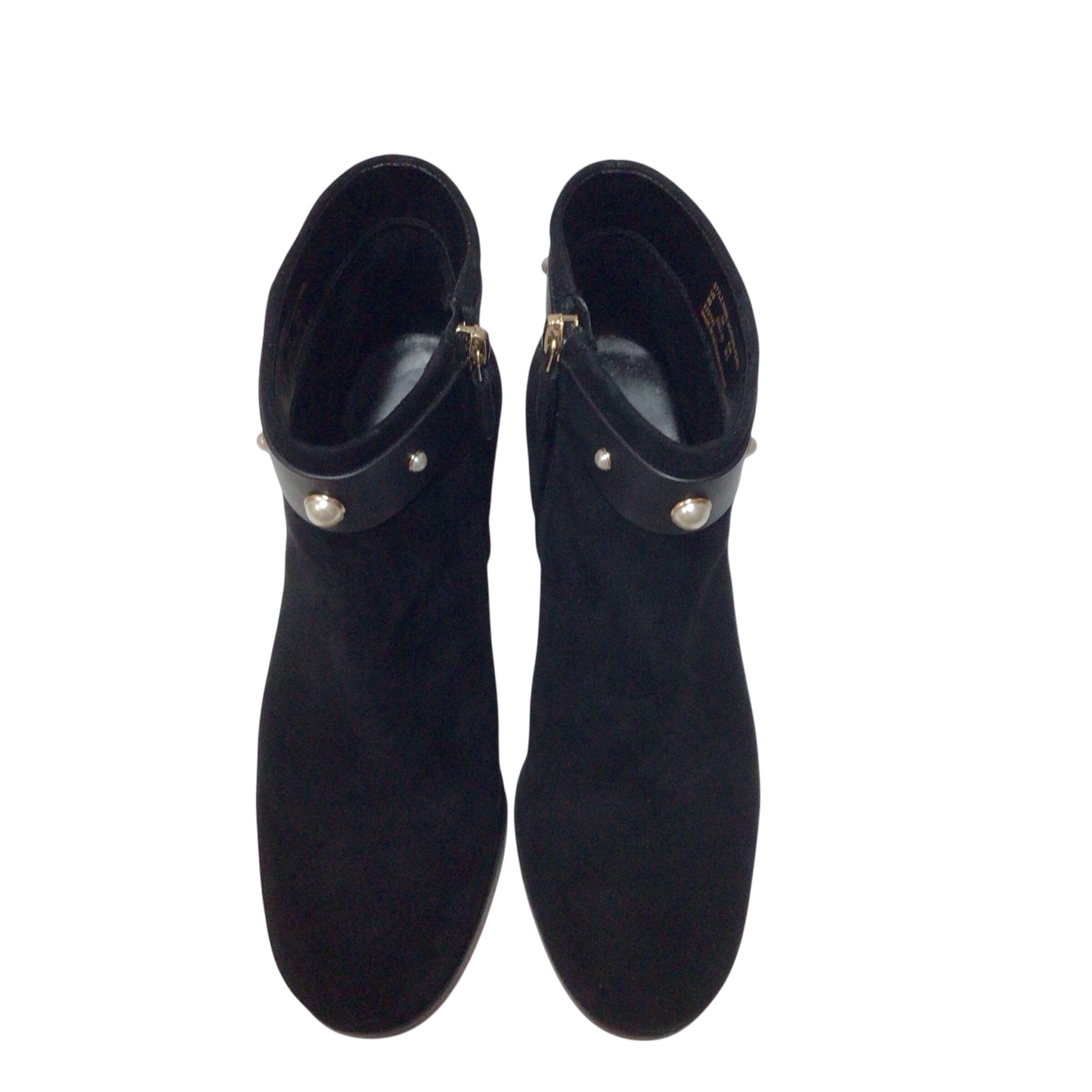 Kate Spade Morgan Pearl Black Suede Boots Size 6
