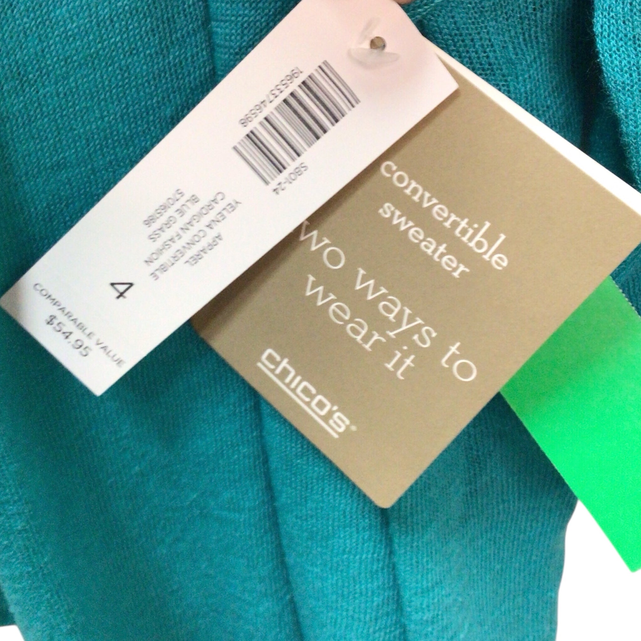 Chico's Long Sleeve Teal Cardigan Size XXL NWT