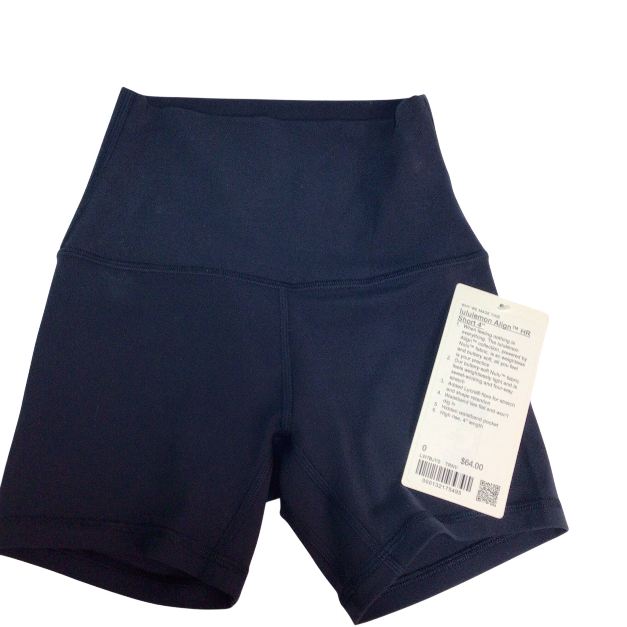Lululemon Navy Align HR 4" Short Size 0 NWT