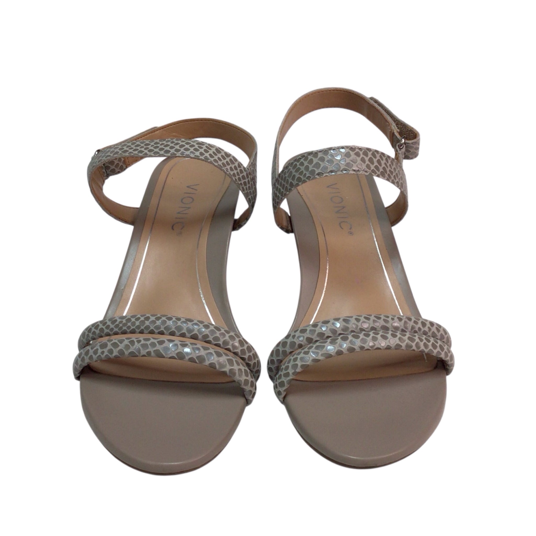 Vionic Emmy Women's Silver Backstrap Wedge Sandal Size 7.5