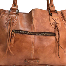 Load image into Gallery viewer, Brown Leather Bed Stu Handbag
