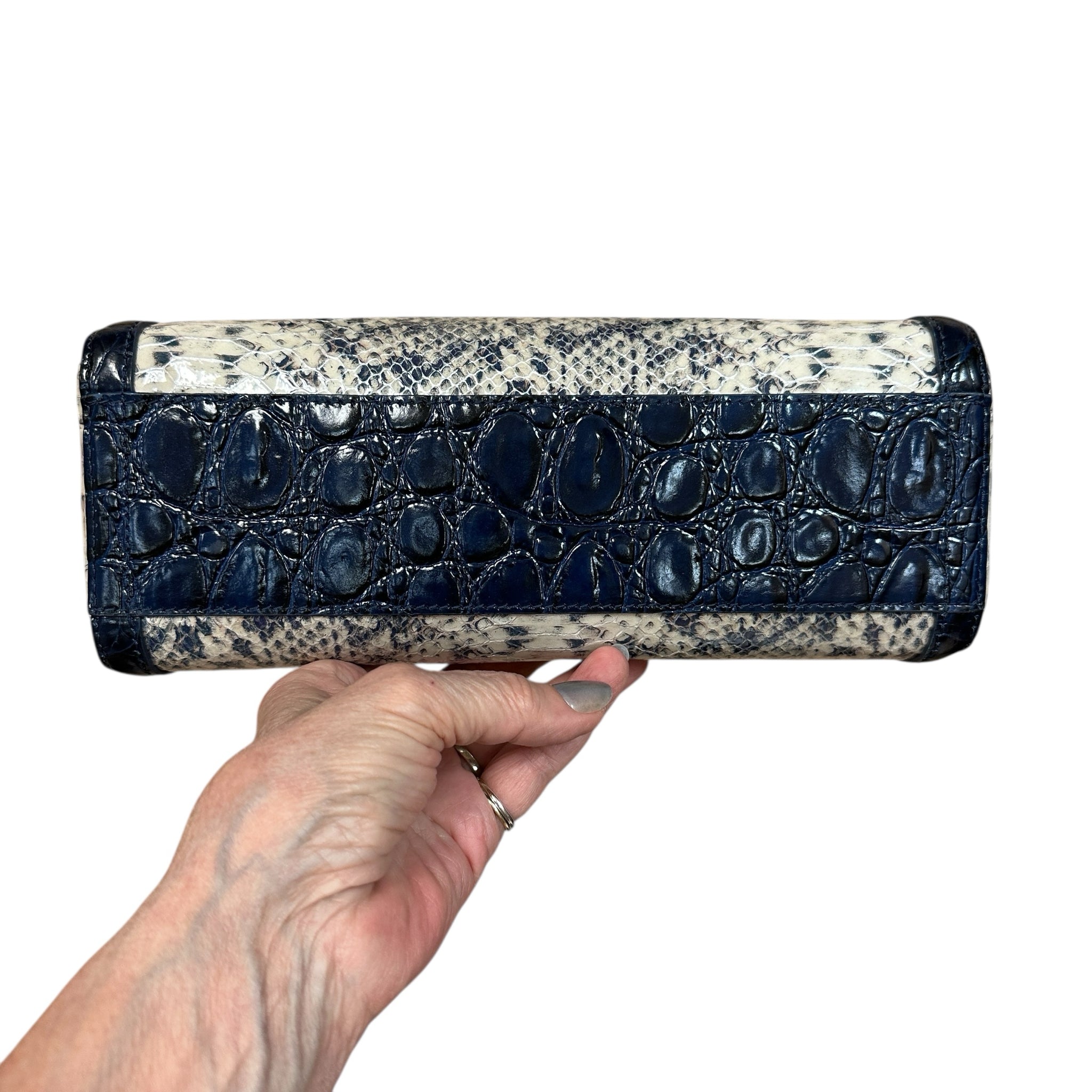 Brahmin Hillary Anchor Cirrus Embossed Navy & Cream Crossbody Shoulder Bag