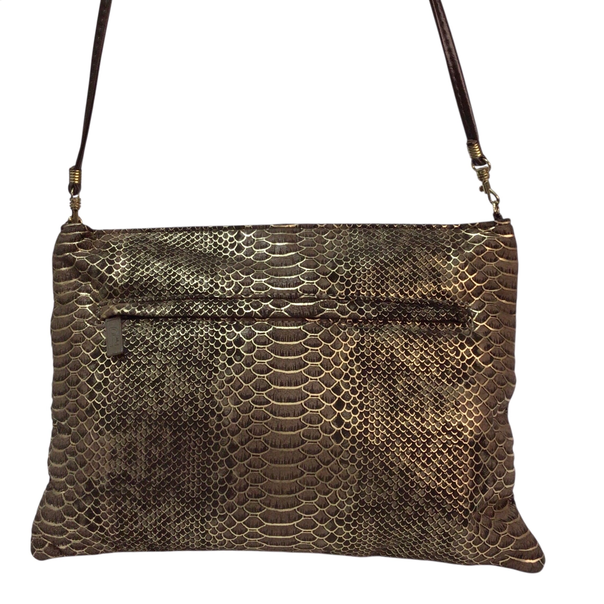 Bags by Pinky Leather Crossbody Bag Brown Gold