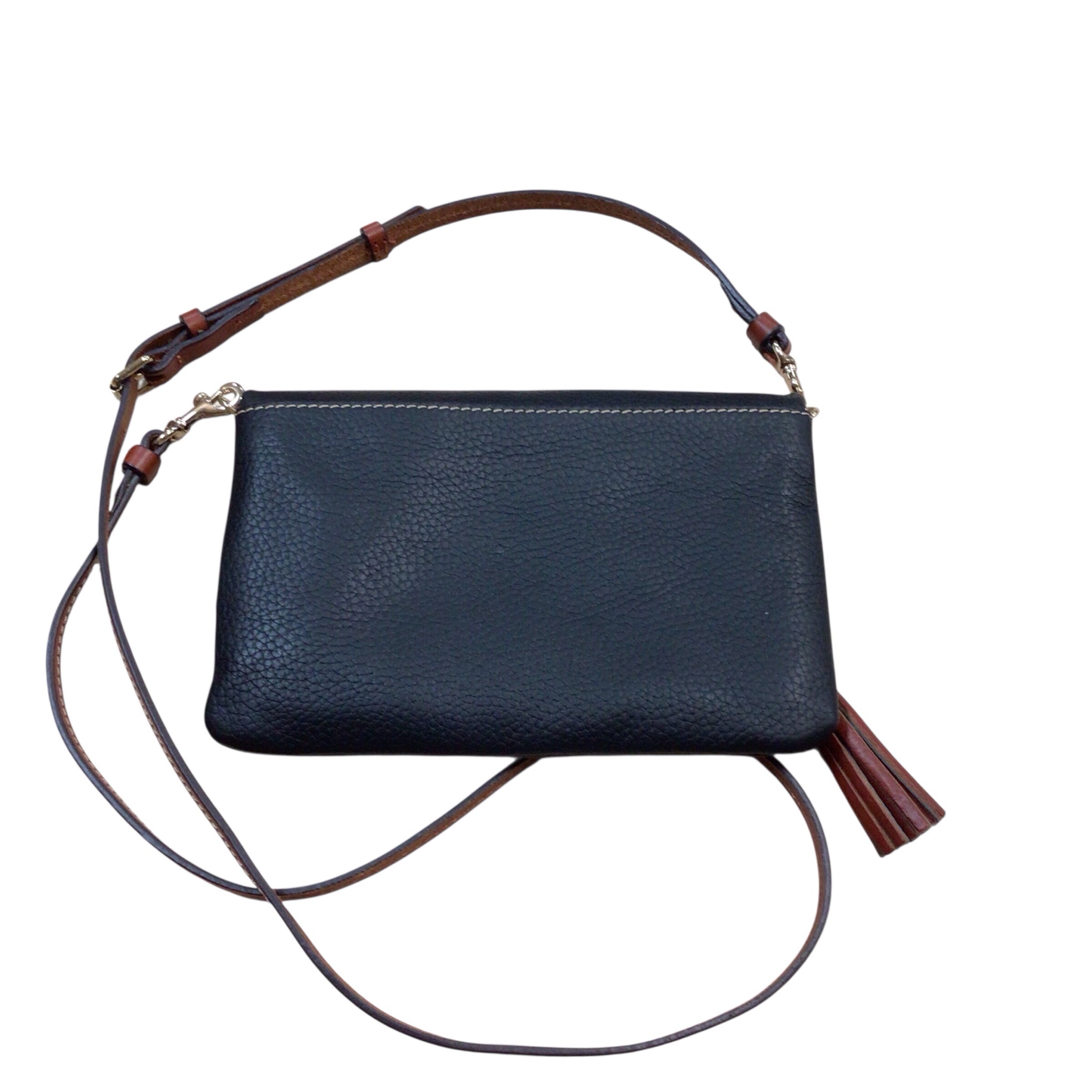 Dooney & Bourke Pebbled Leather Foldover Zip Crossbody Bag Black