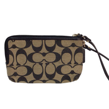 Load image into Gallery viewer, Coach Tan & Black Signature Wristlet
