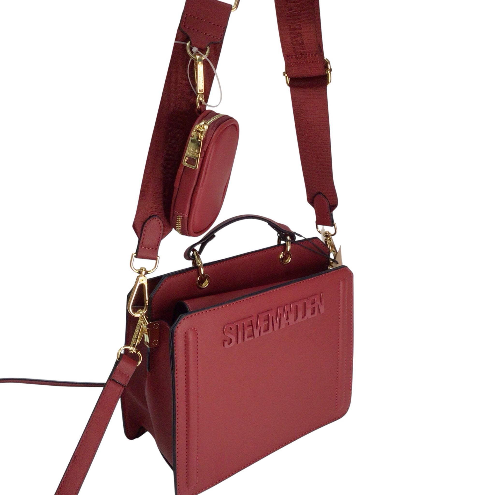 Steve Madden Bevelyn Sun Dried Tomato Satchel Crossbody Bag NWT