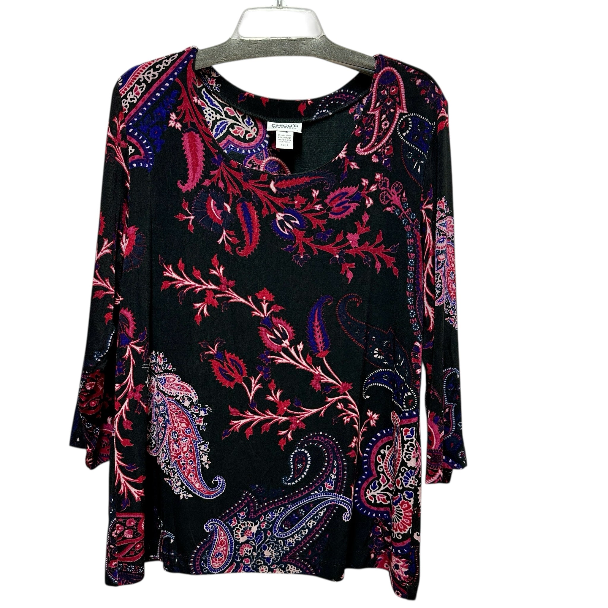 Chico's Size XL 3/4 Sleeve Travelers Top