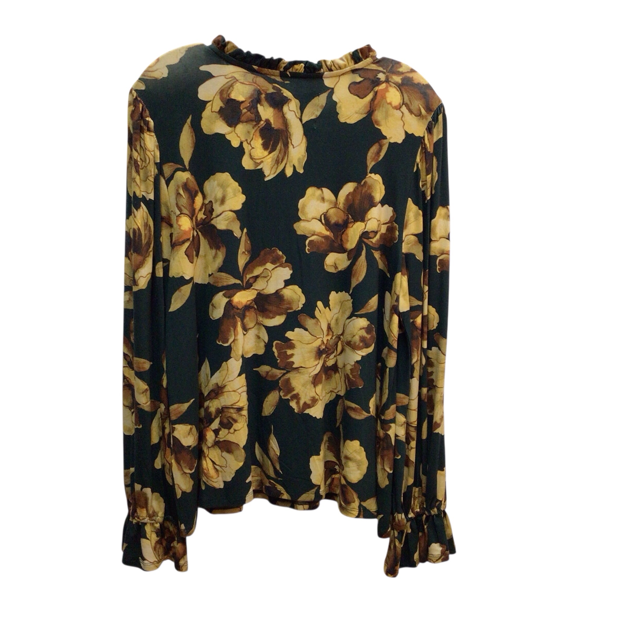 Cupio Green And Yellow Flowers Long Sleeve Top Size XL NWT