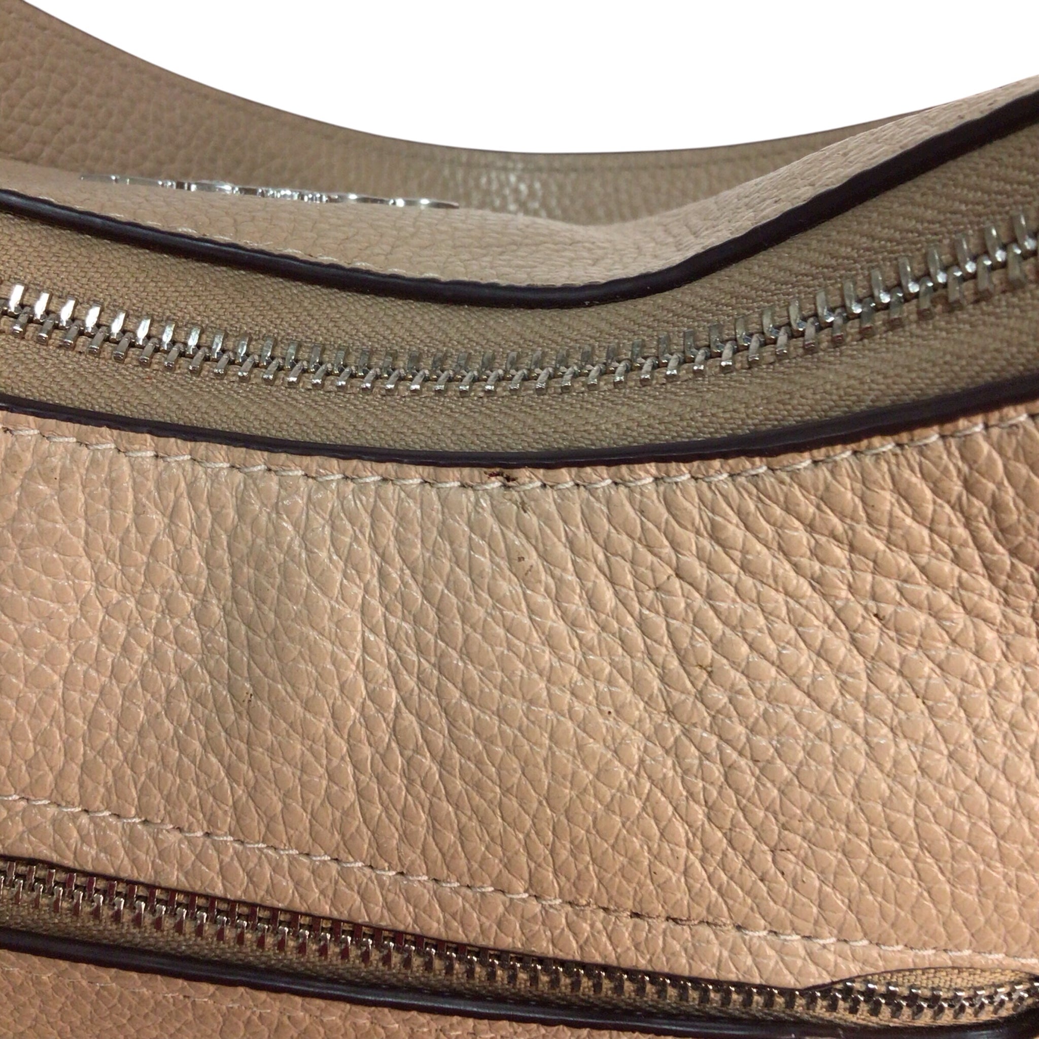 Coach Pebbled Leather Beige Shoulder Bag