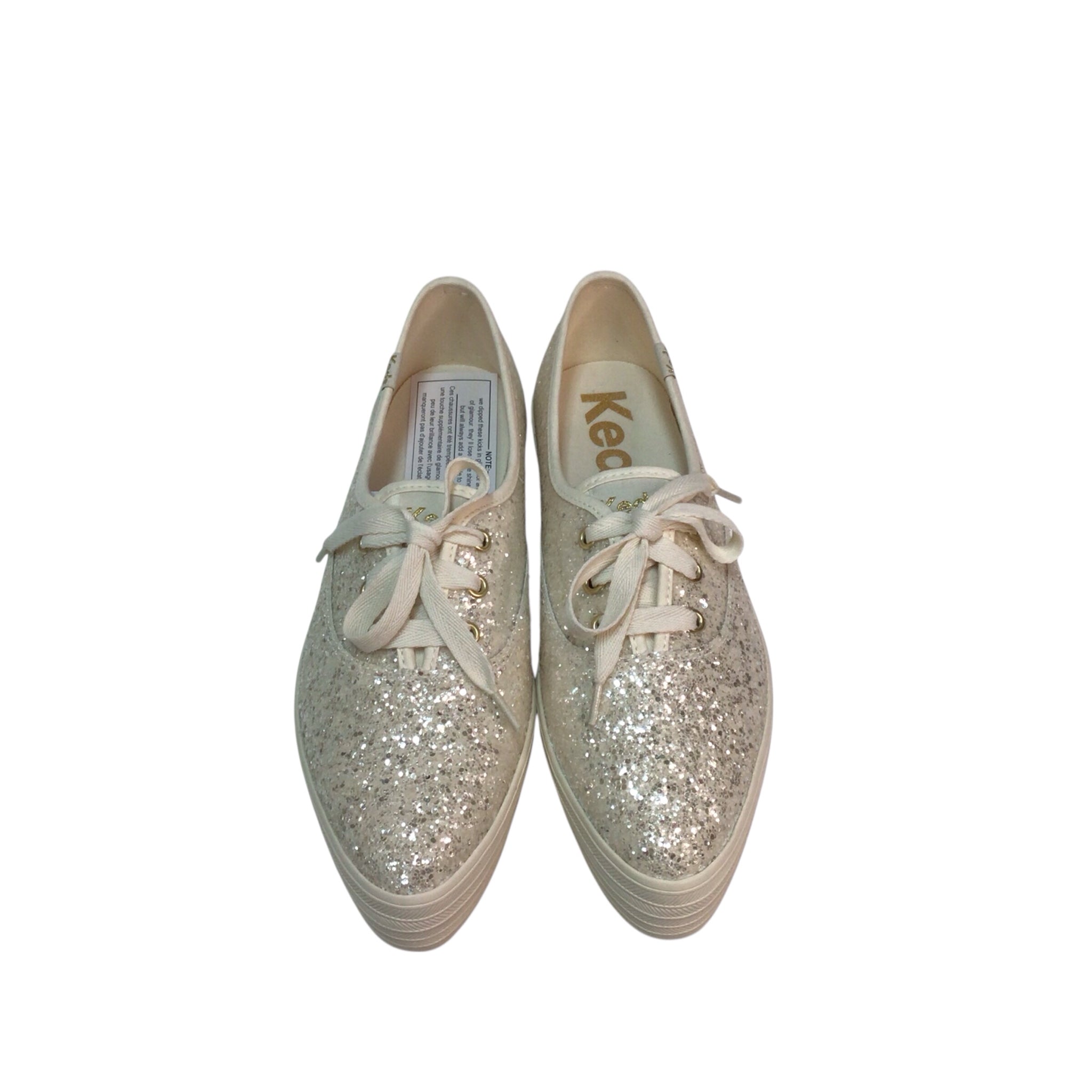 Keds Point Glitter Celebrations Cream Lace Up Sneakers Size 8.5