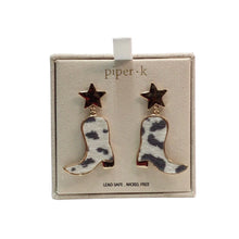 Load image into Gallery viewer, Piper K Post Cowboy Boot Earrings 2" Long