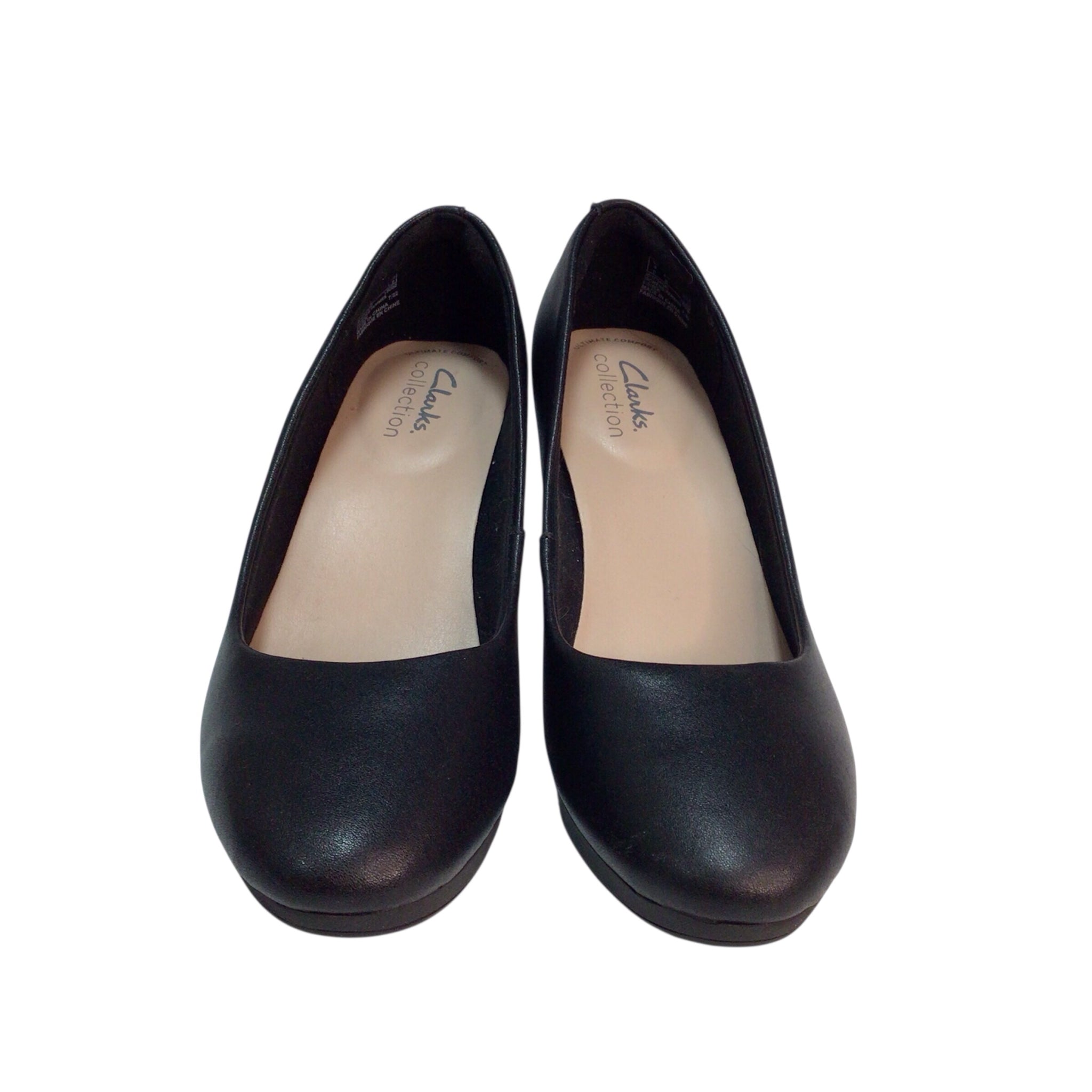 Clarks Amber Joy Black Leather Heels Size 6.5