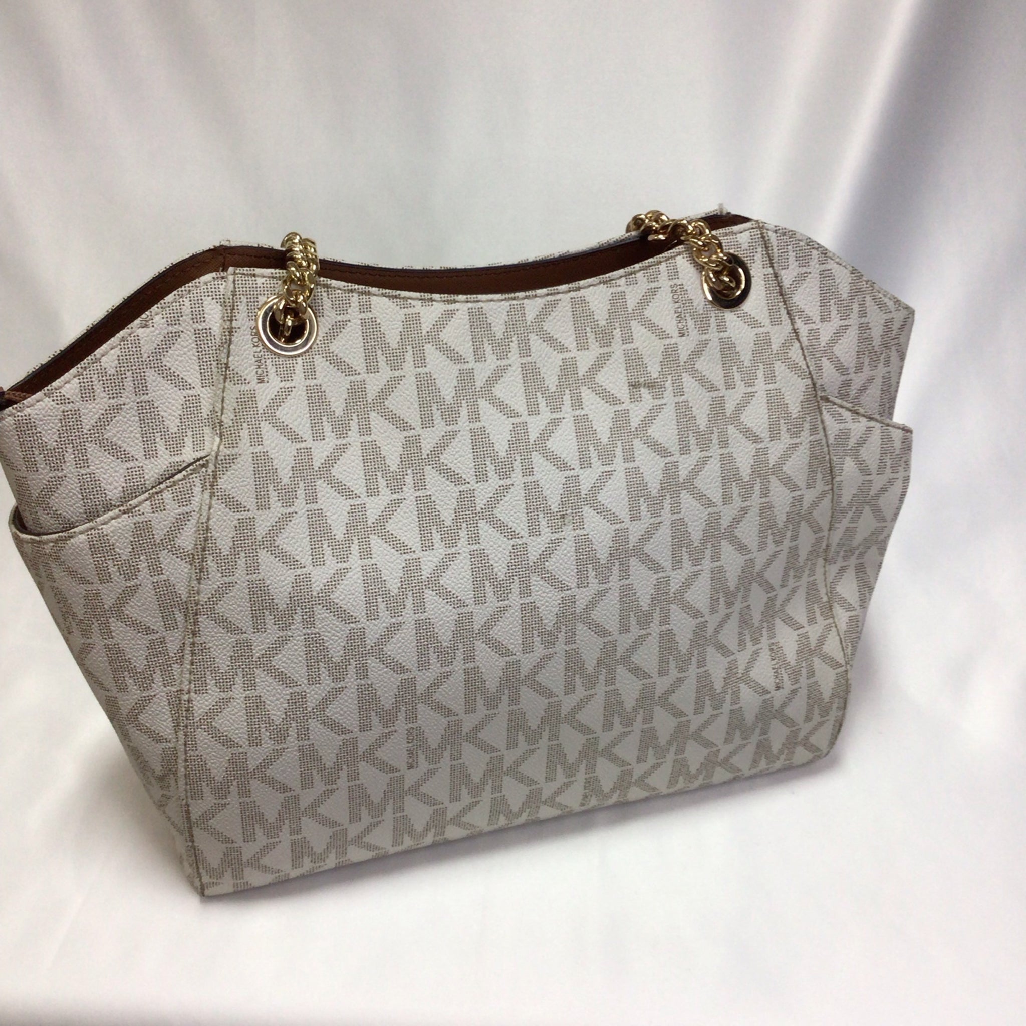 Michael Kors Signature Cream Jet Set Chain Shoulder Bag