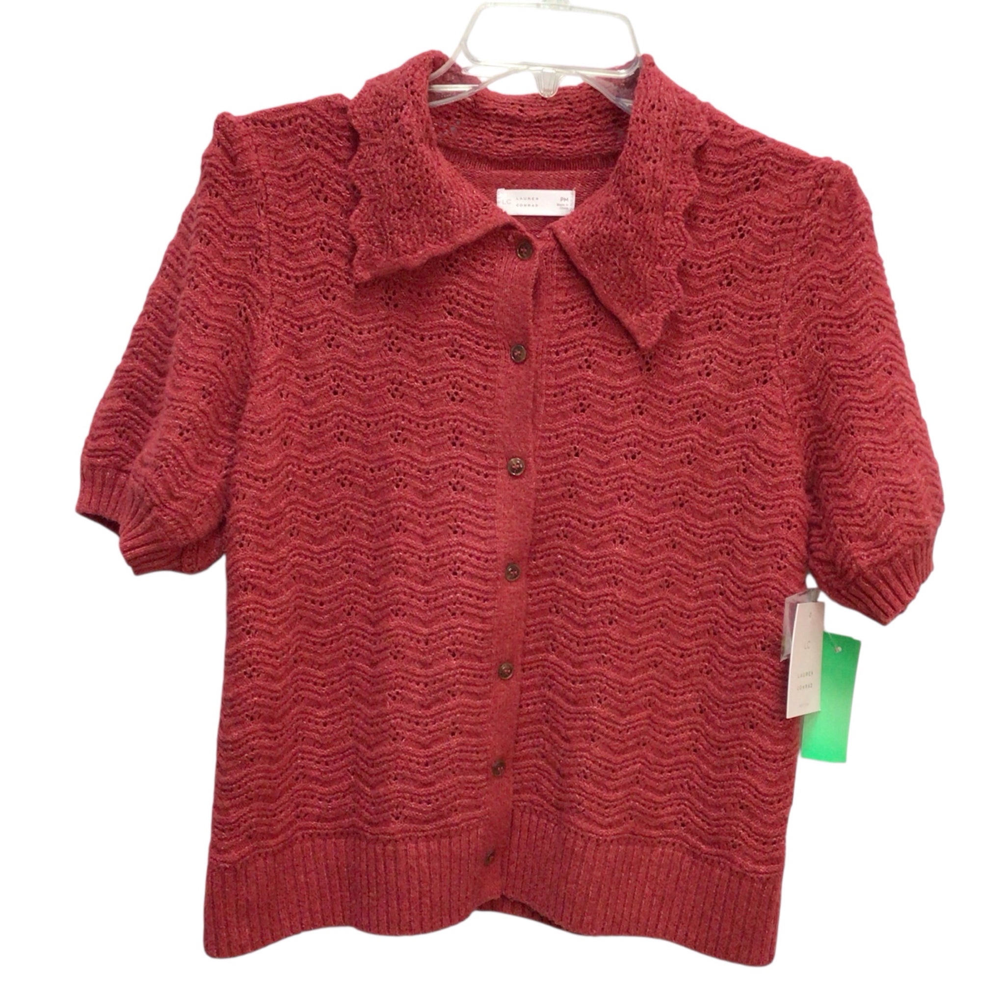 Lauren Conrad Red Short Sleeve Button Up Cardigan Size PM NWT