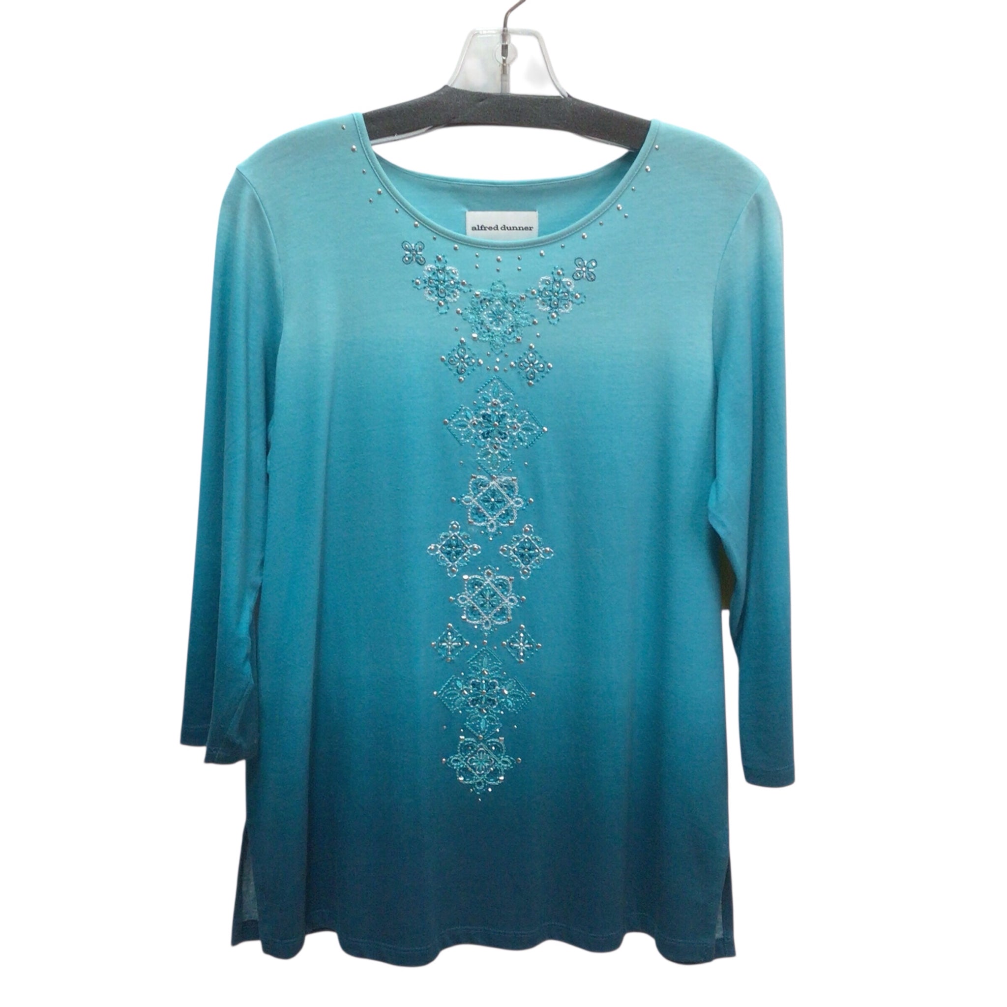 Alfred Dunner Blue Long Sleeve Top Size S