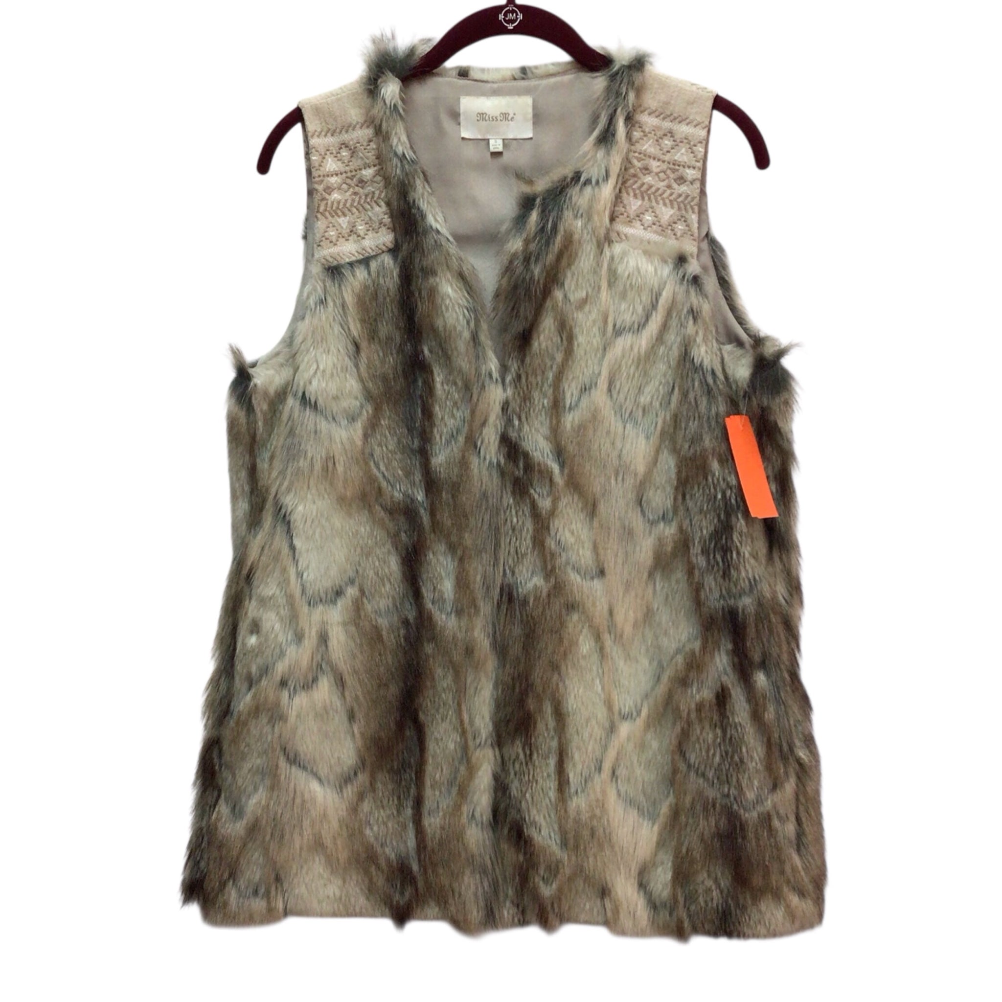 Miss Me Tan Sleeveless Faux Fur Vest Size Small