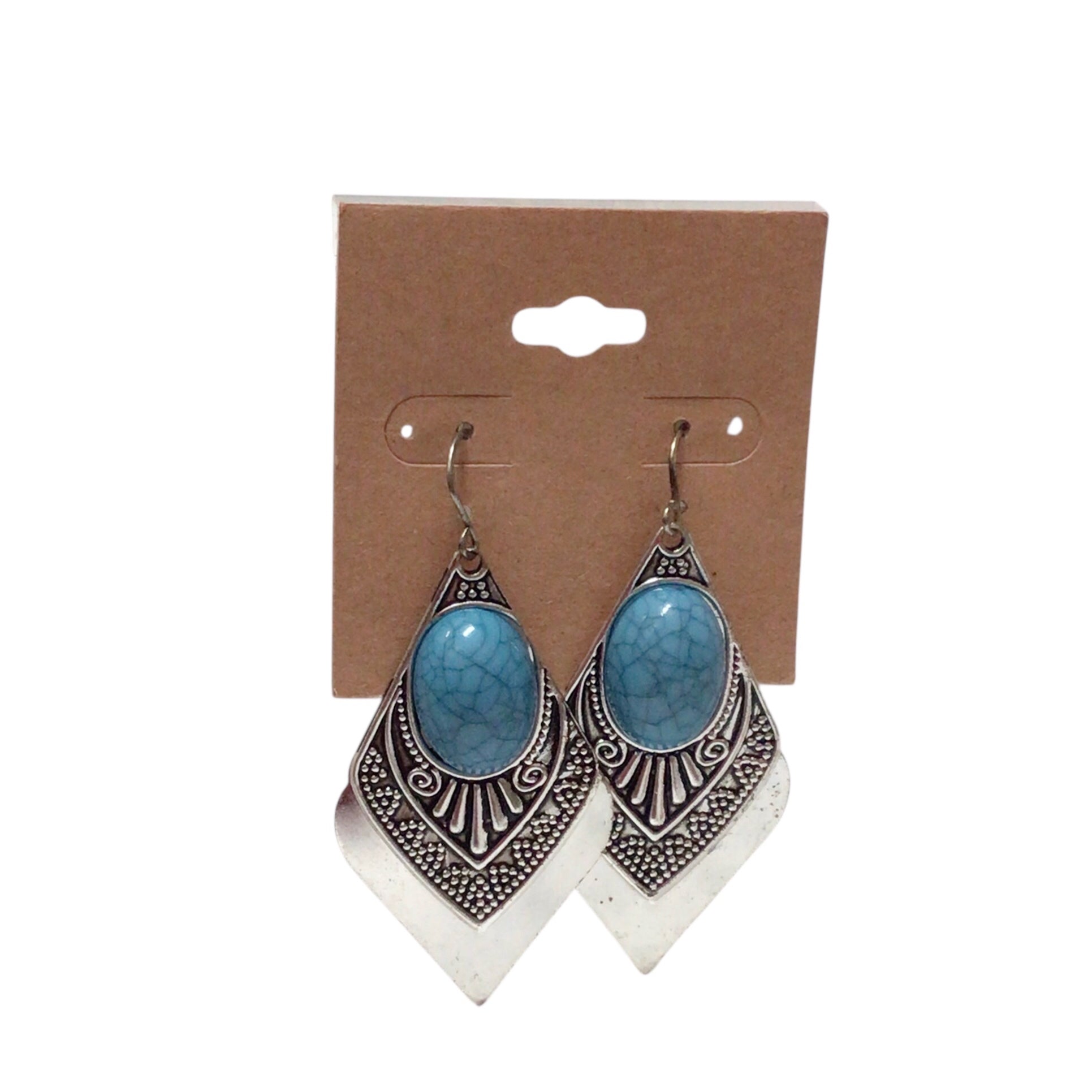 Silver Blue Turquoise Earrings