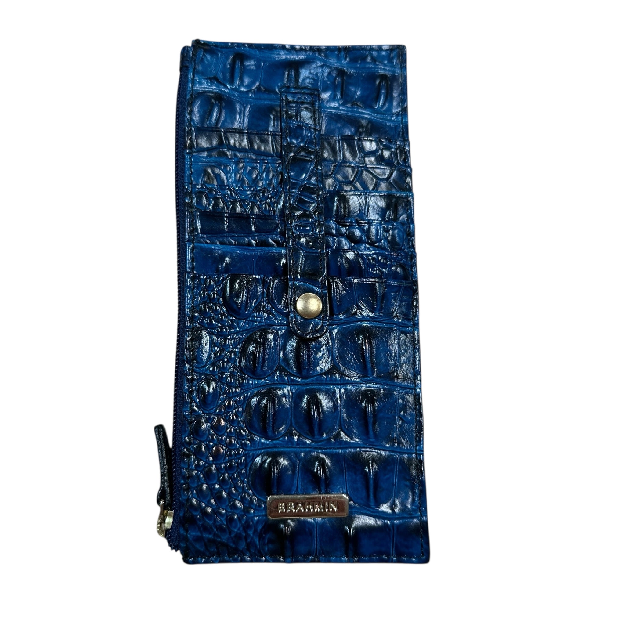 Brahmin Blue Croc Embossed Leather Credit Card Wallet