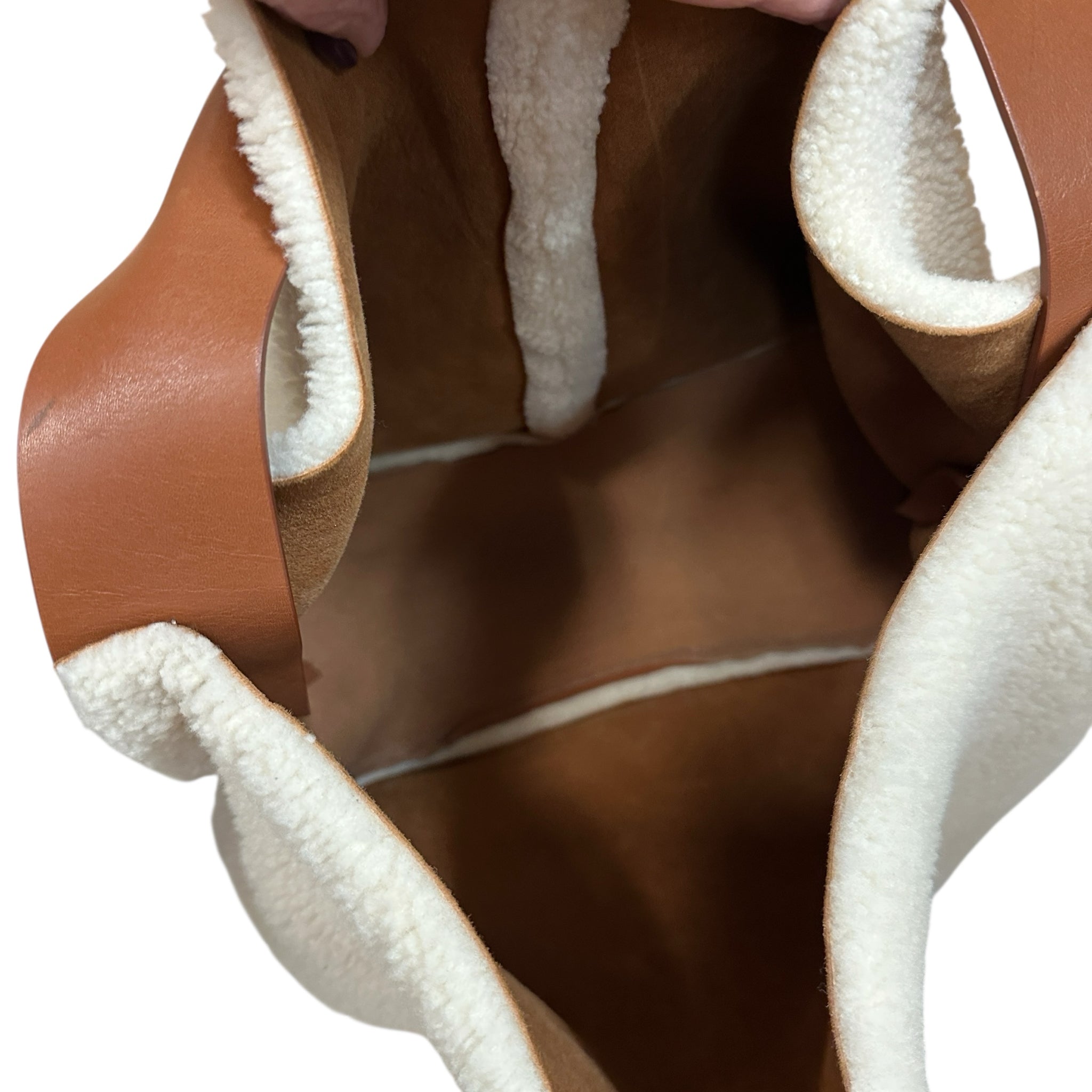 Shinola "The Runwell" Shearling Oat & Tan Shoulder Bag