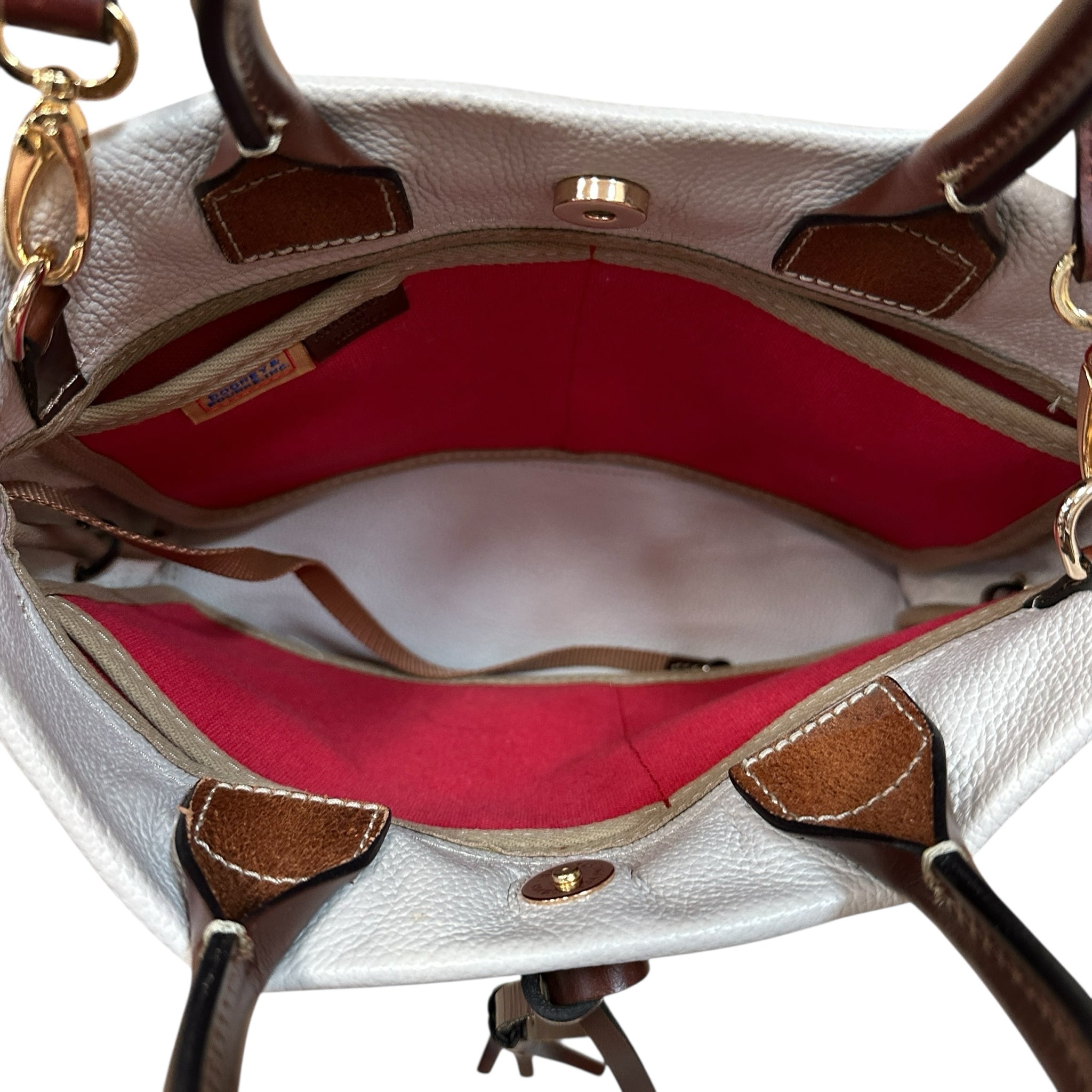 Dooney & Bourke "Ariel" Pebbled Leather Cream Satchel Crossbody Bag