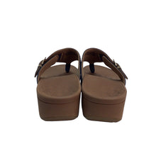 Load image into Gallery viewer, Vionic Capitola Thong Wedge Sandals Women Size 9 Navy Blue Buckle Studded