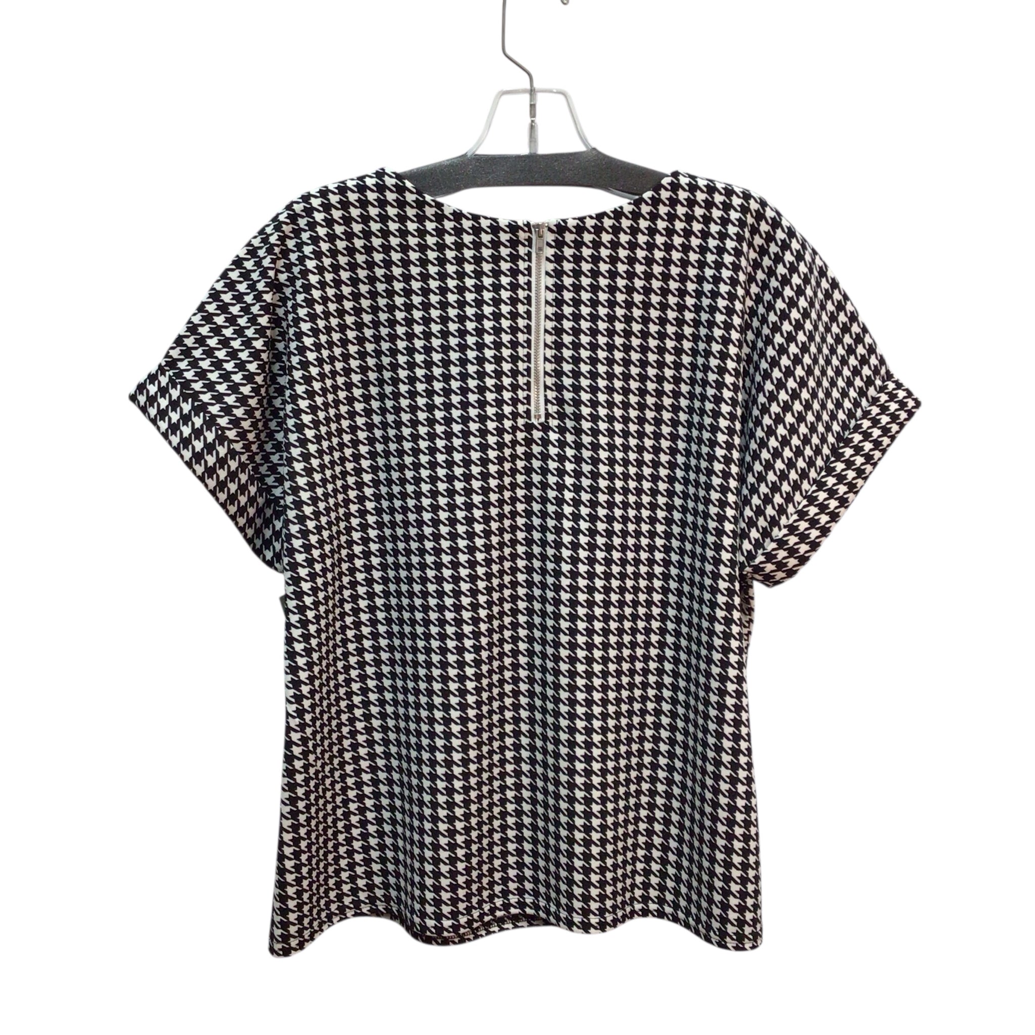 Melloday Black And White Short Sleeve Top Size Medium