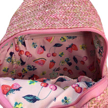 Load image into Gallery viewer, Vera Bradley Pink Straw Cherry Double Compartment Mini Backpack Handbag