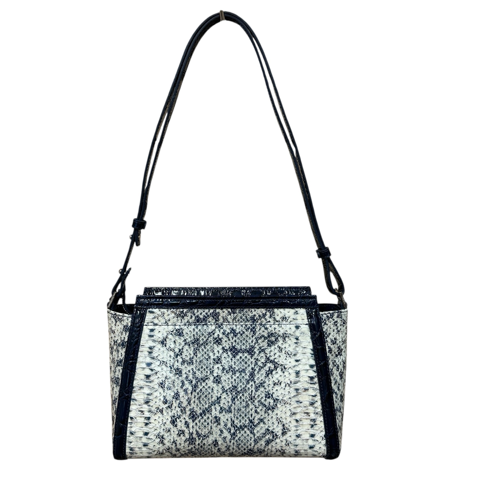 Brahmin Hillary Anchor Cirrus Embossed Navy & Cream Crossbody Shoulder Bag