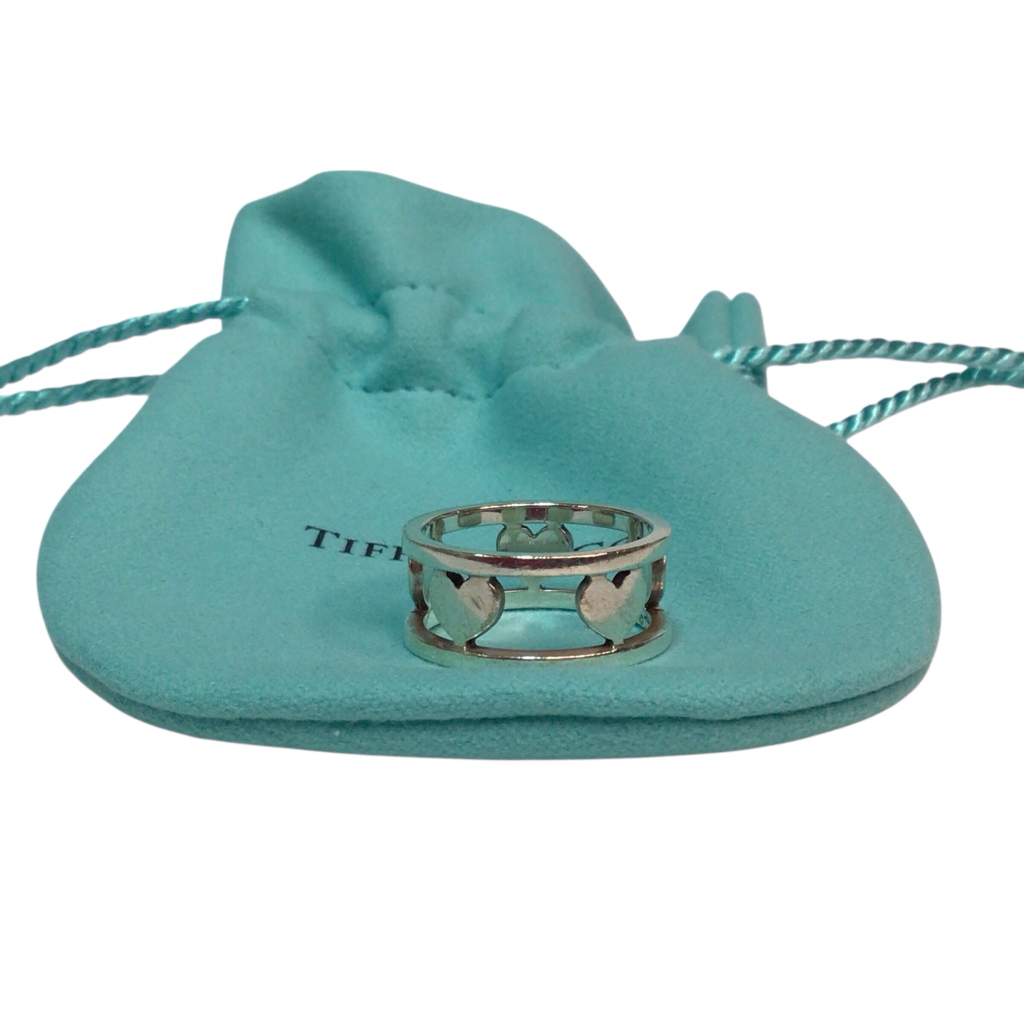 Tiffany & Co Five Hearts Sterling Silver Band Ring Size 6.5