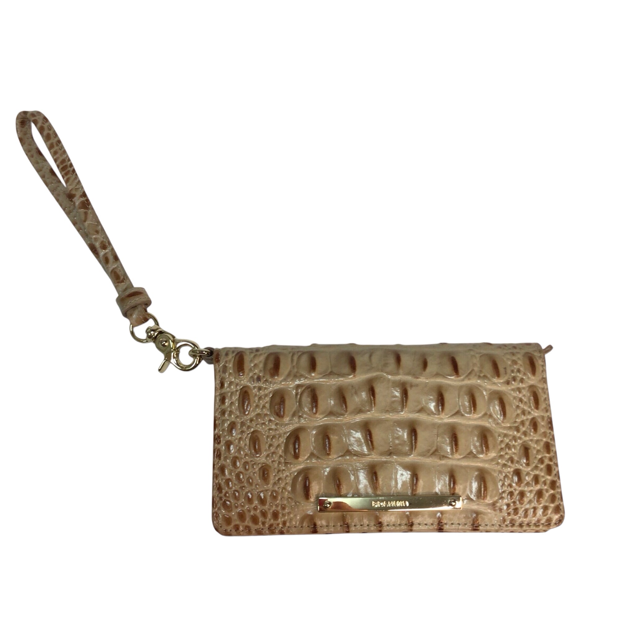 Brahmin Tan And Brown Wristlet Wallet