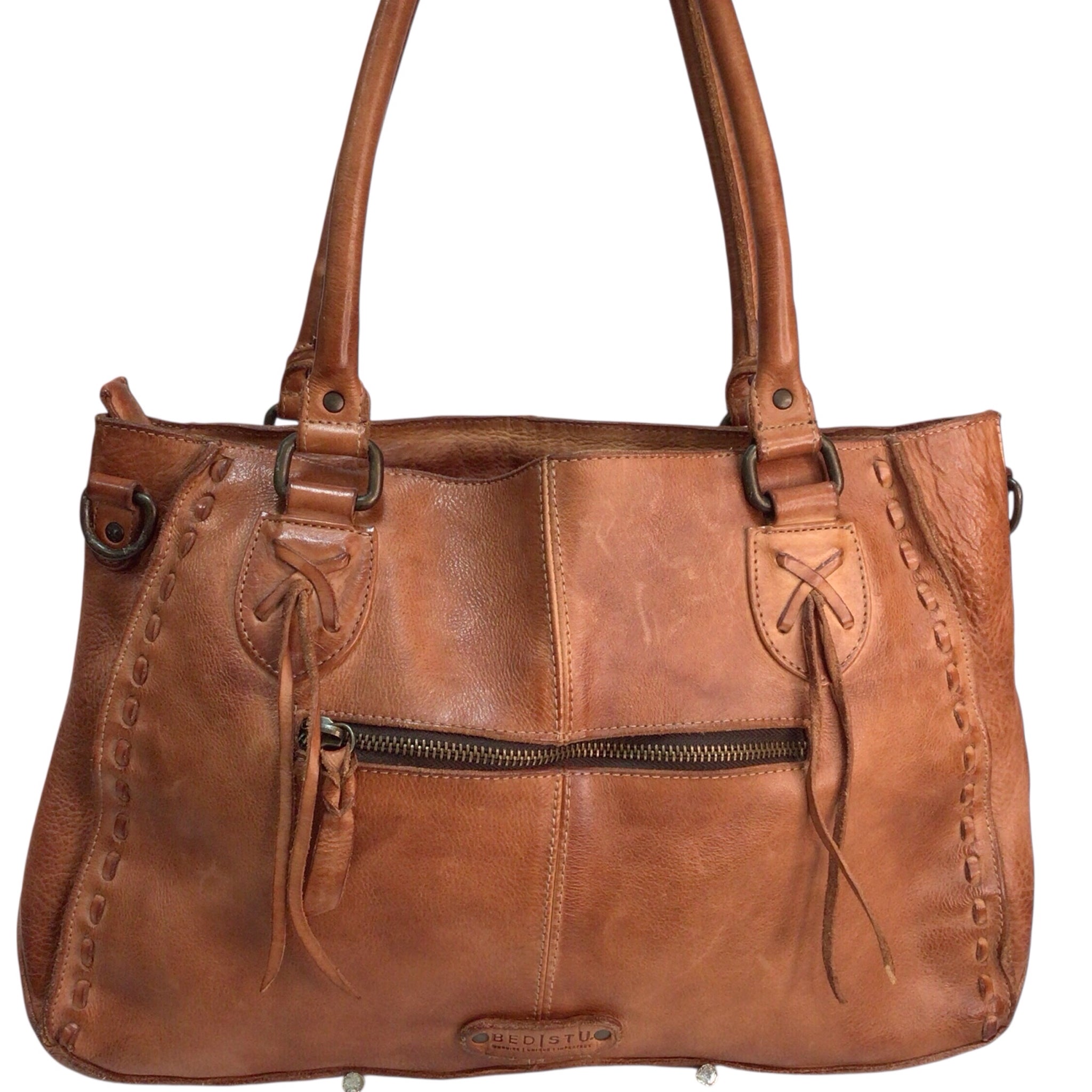 Brown Leather Bed Stu Handbag