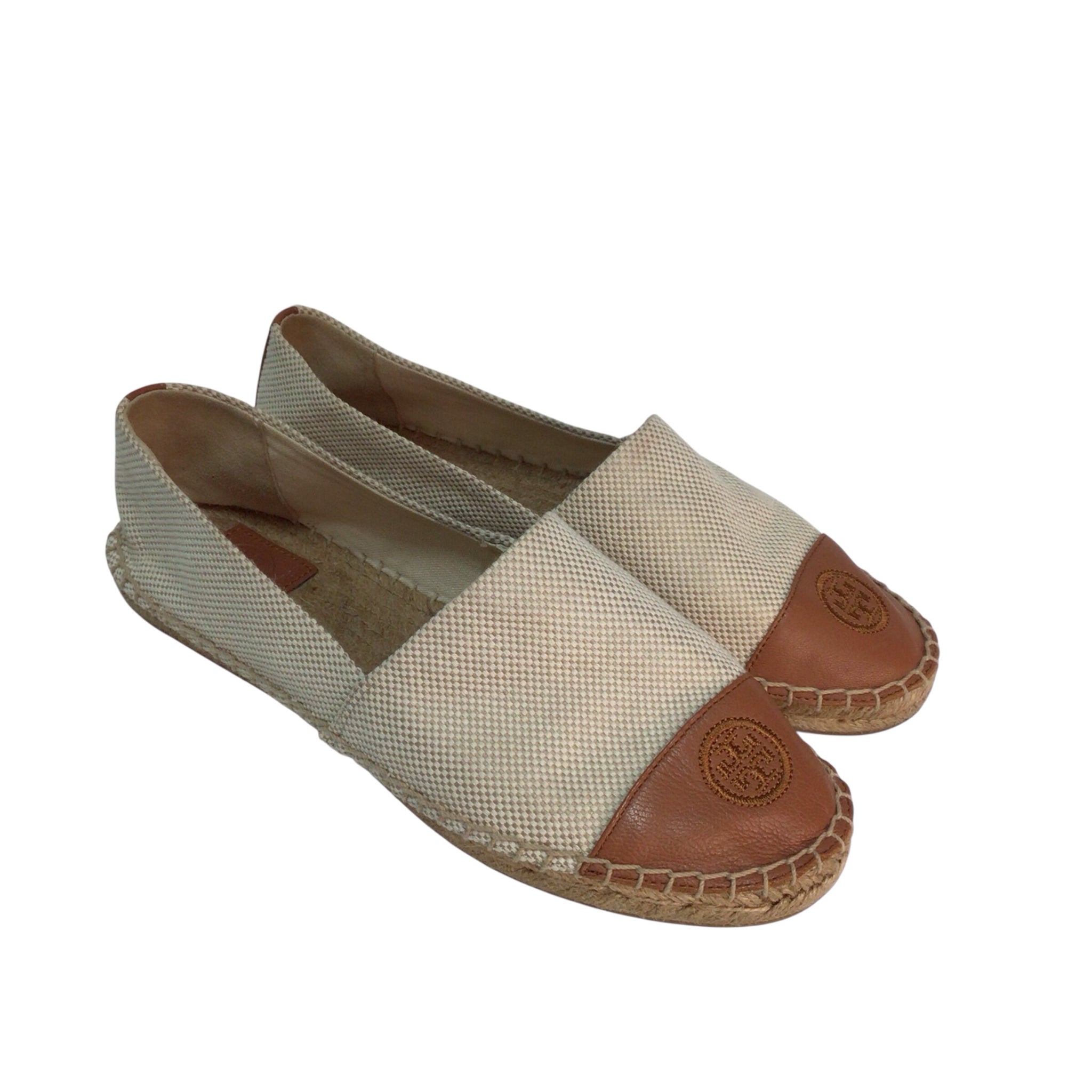 Tory Burch Color Block Flat Espadrille Tan Size 8.5
