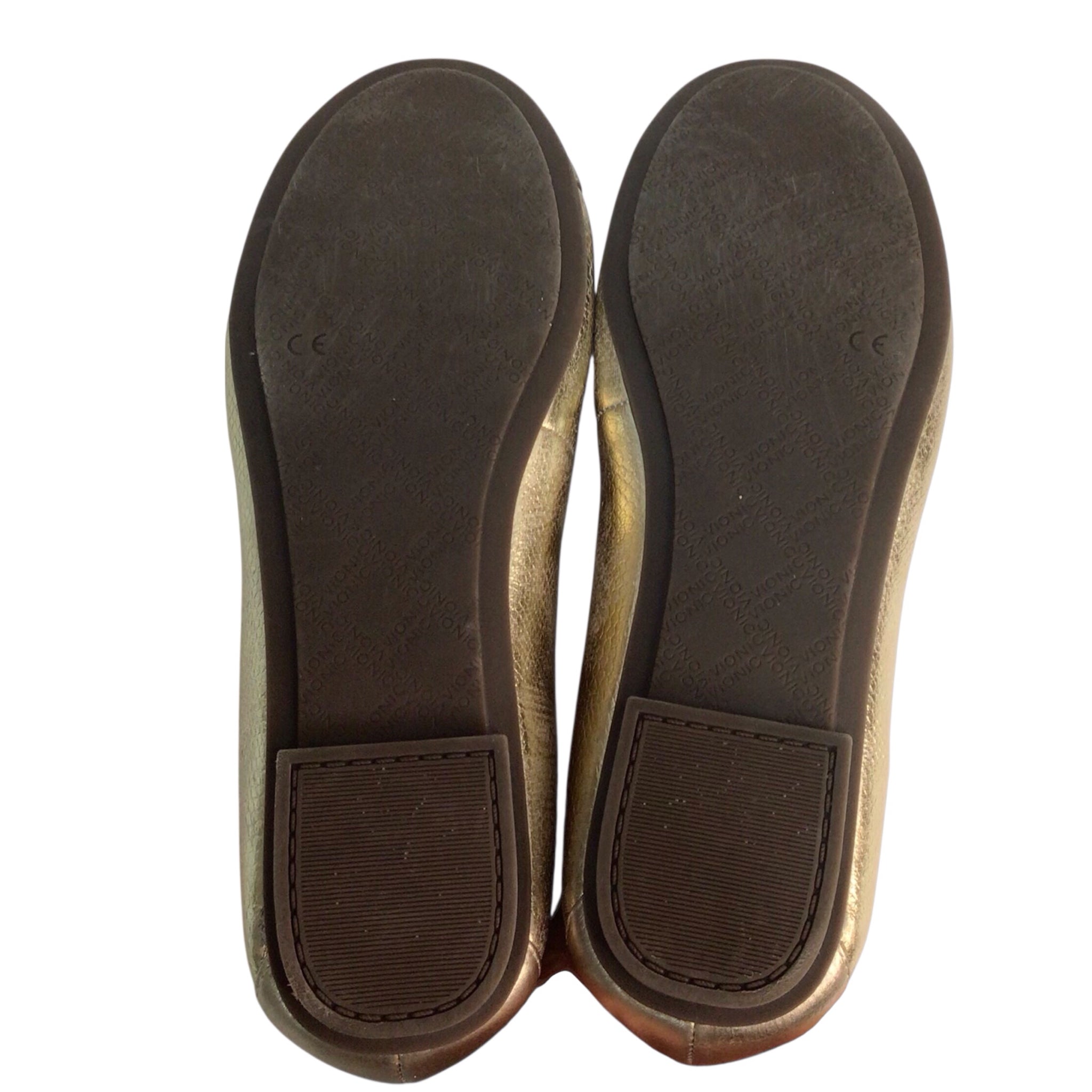 Vionic Minna Ballet Flat Gold Metallic Snake Flats Size 7.5