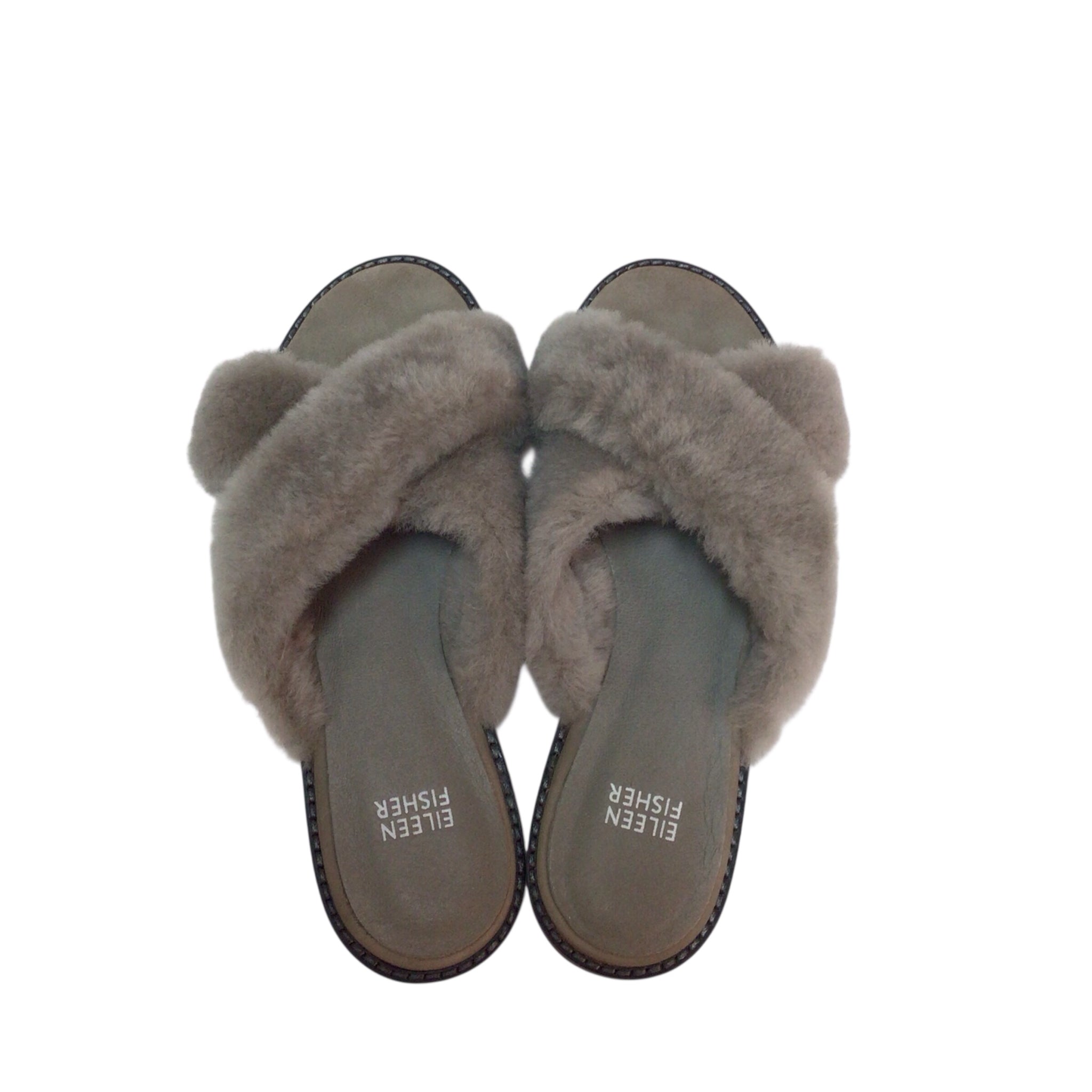 Eileen Fisher Women's Cross Shearling Gray Slipper Size 8
