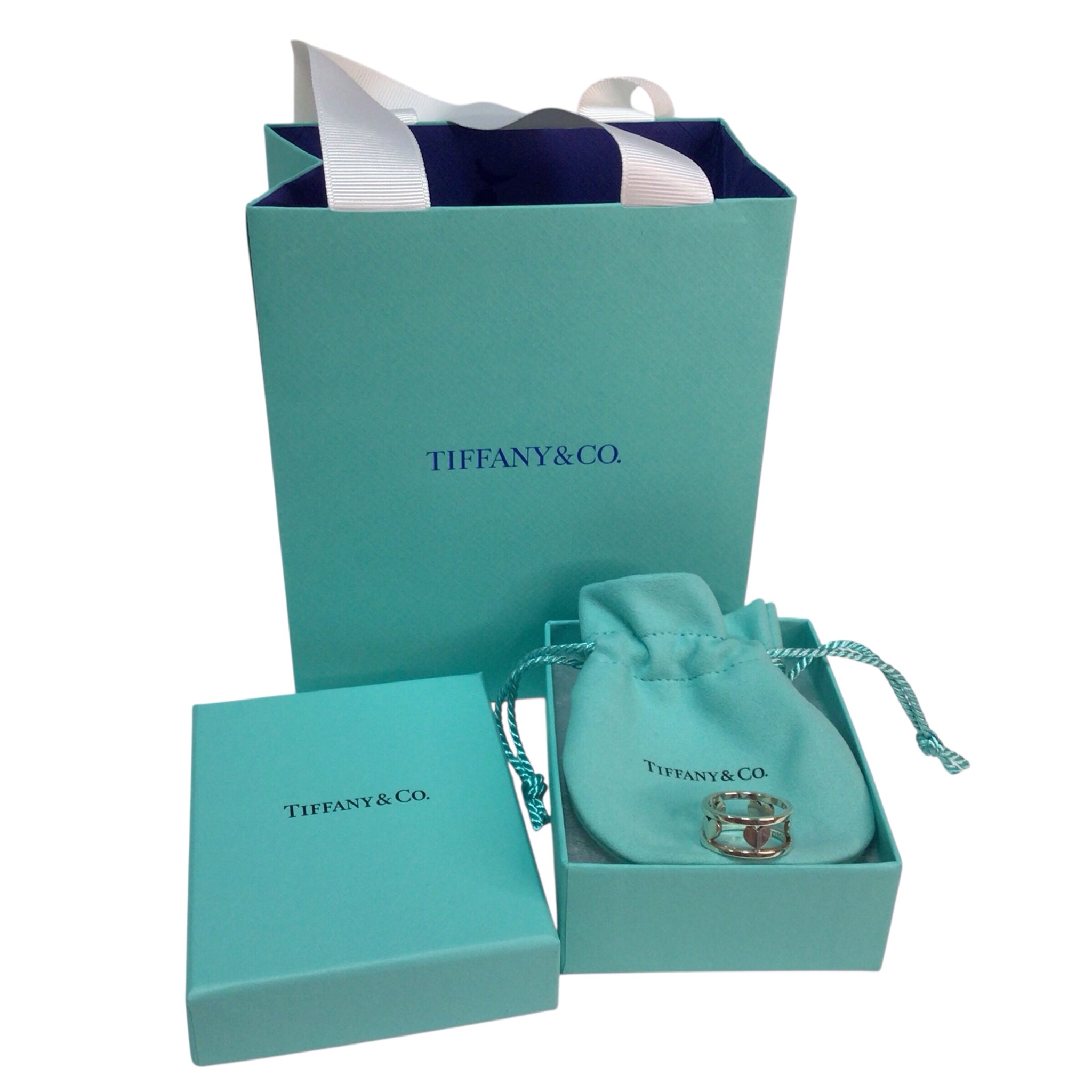 Tiffany & Co Five Hearts Sterling Silver Band Ring Size 6.5