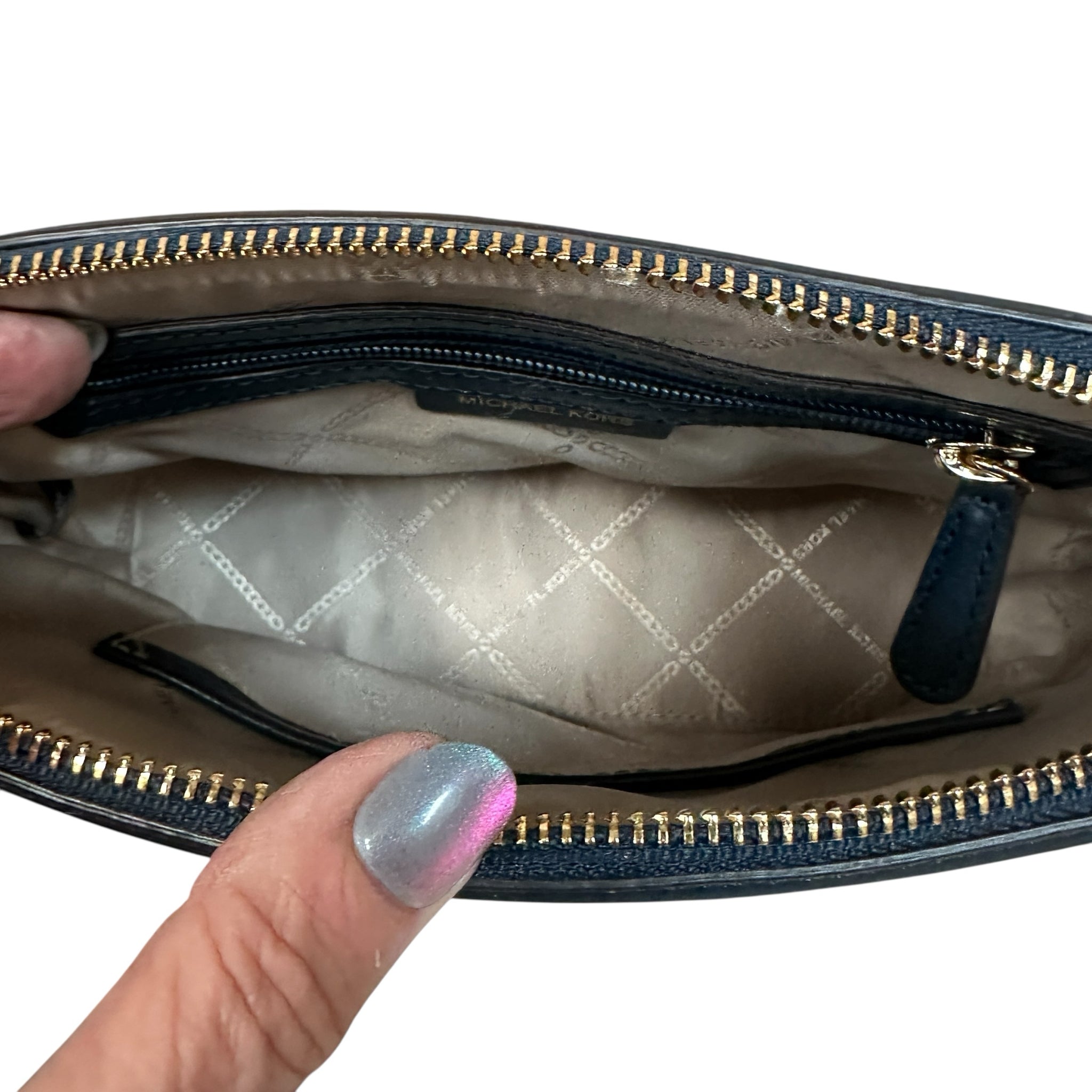 Michael Kors "Mott" Signature Canvas Navy Crossbody Bag